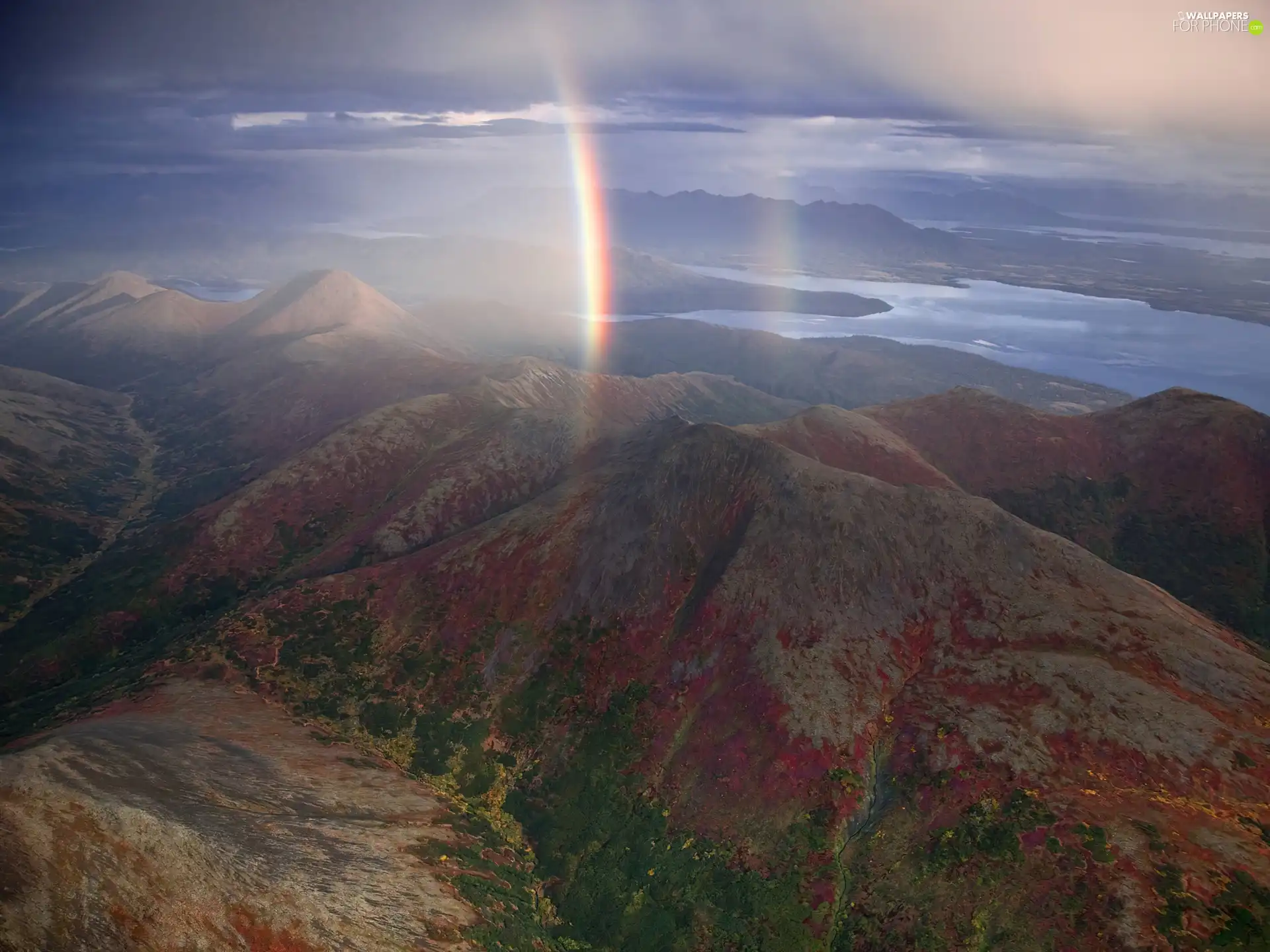 Great Rainbows, Mountains, Sky