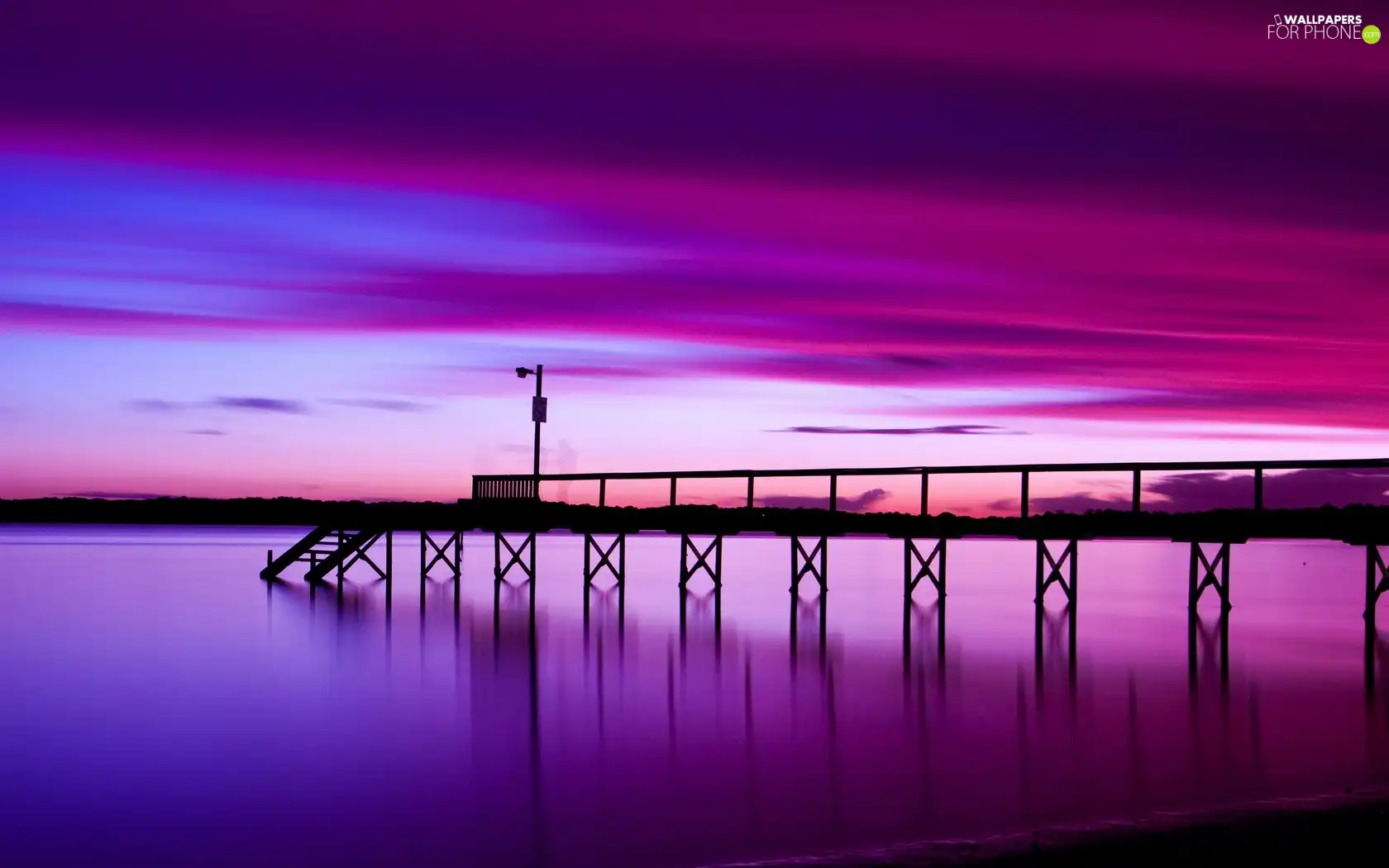 sea, purple, Sky, pier