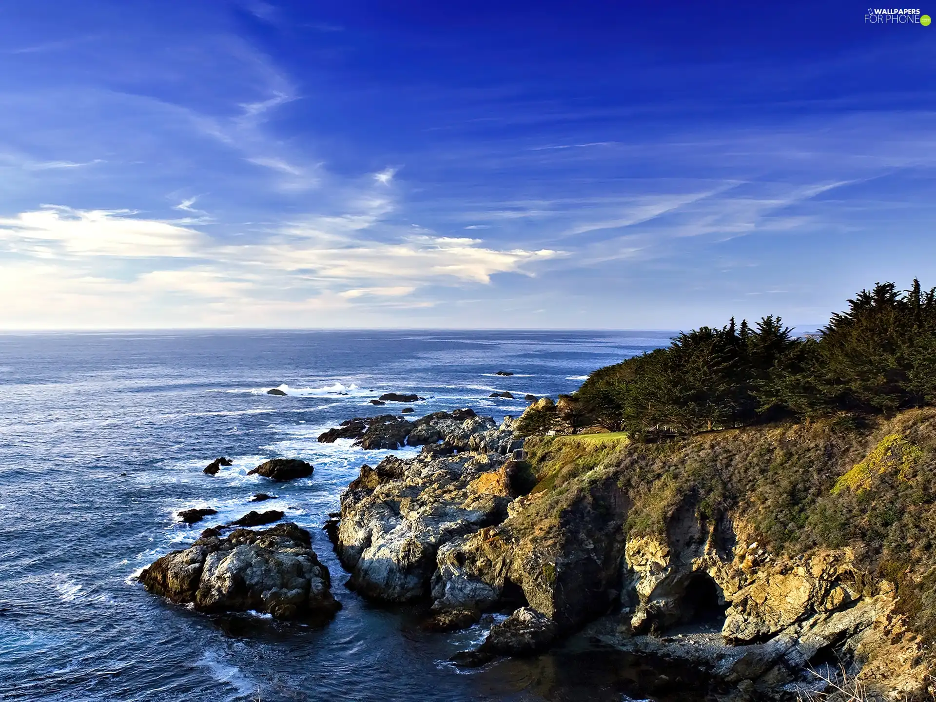 Sky, rocks, sea