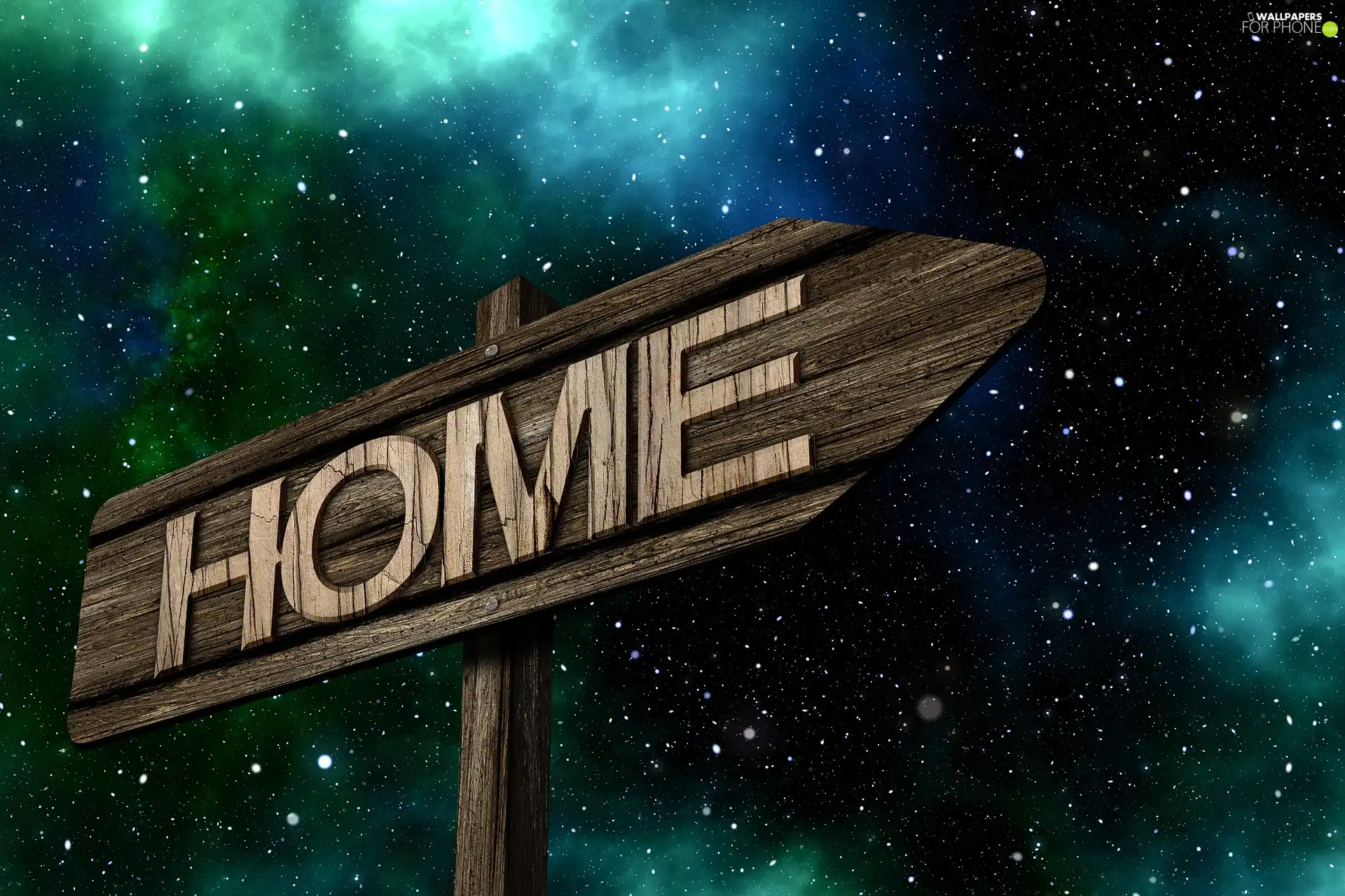Sky, star, text, home, sign-post