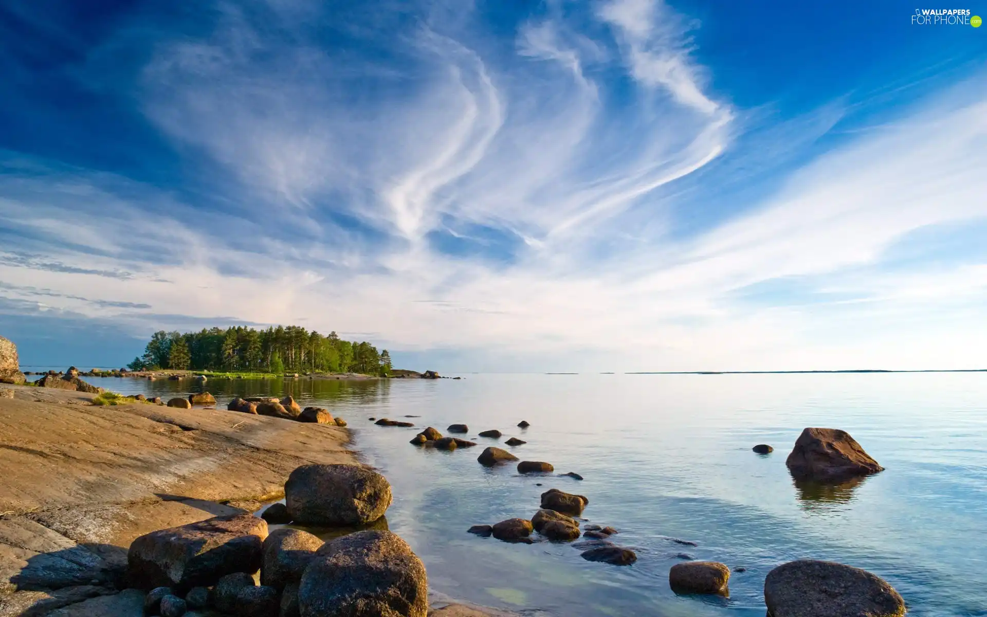 Sky, sea, Stones