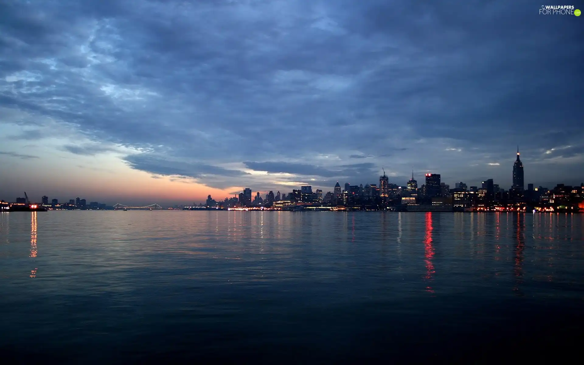 Sky, water, Town