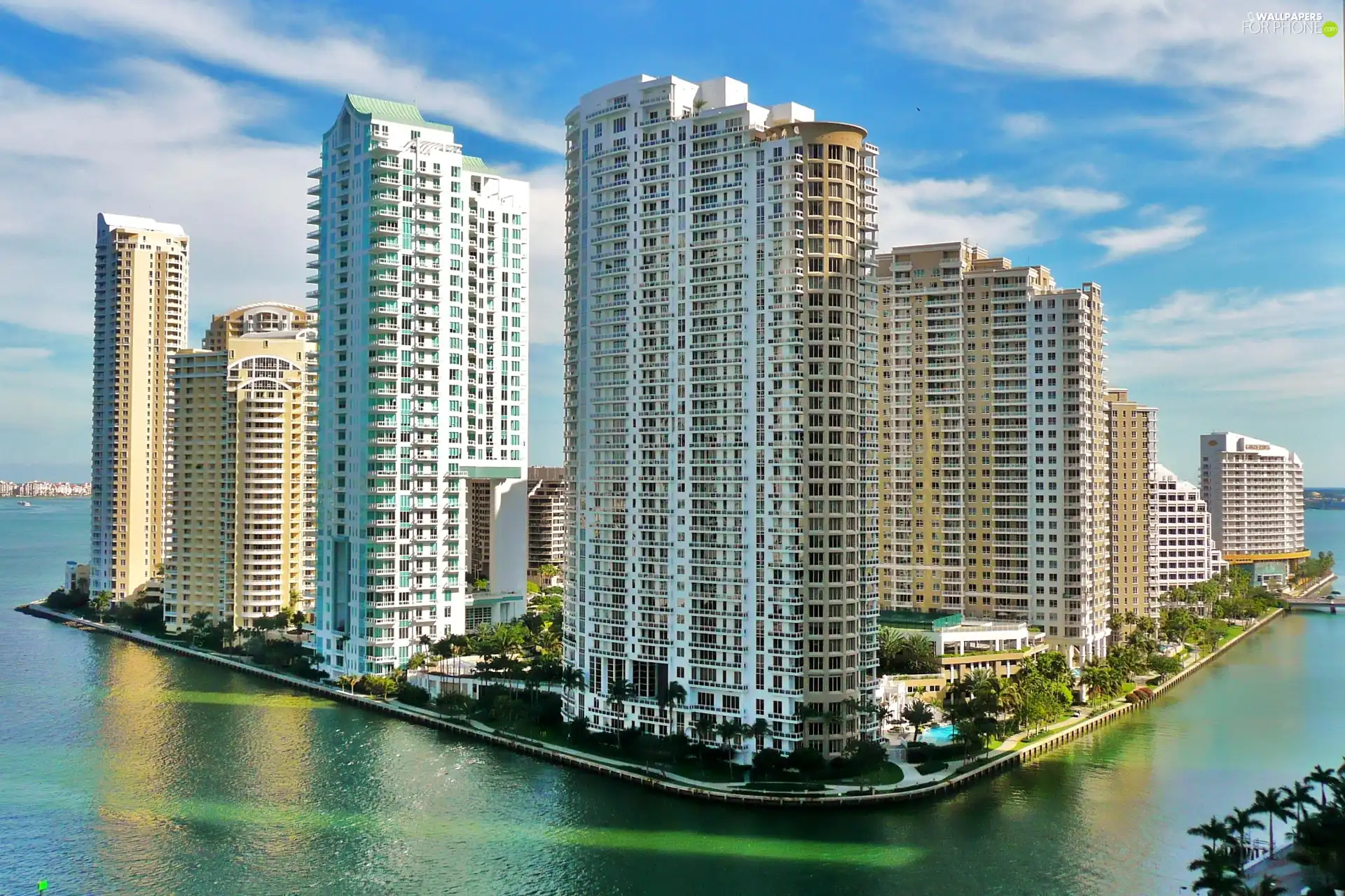 Miami, Florida, skyscrapers, Brickell Key