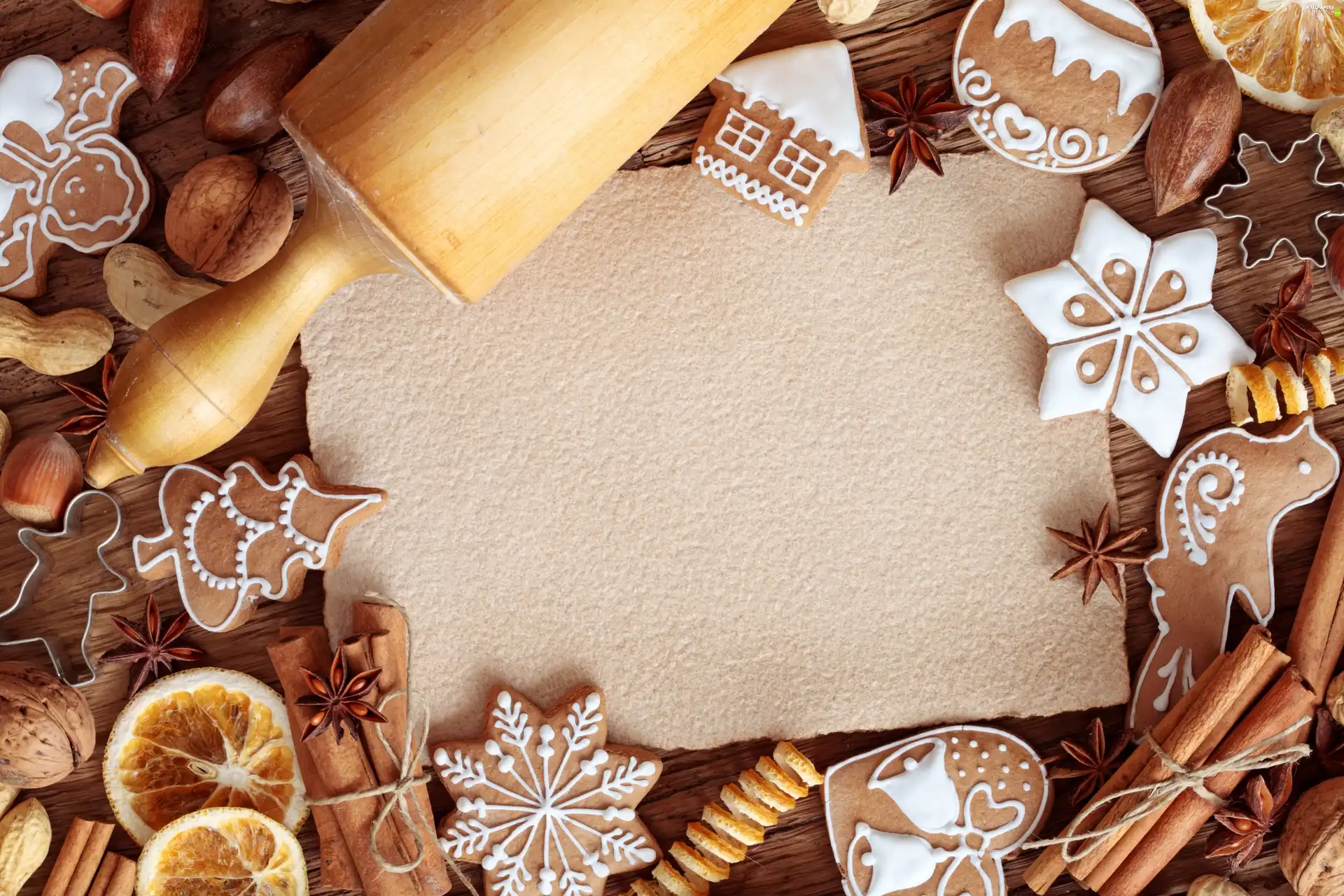 slices, orange, Spice, cinnamon, Cookies
