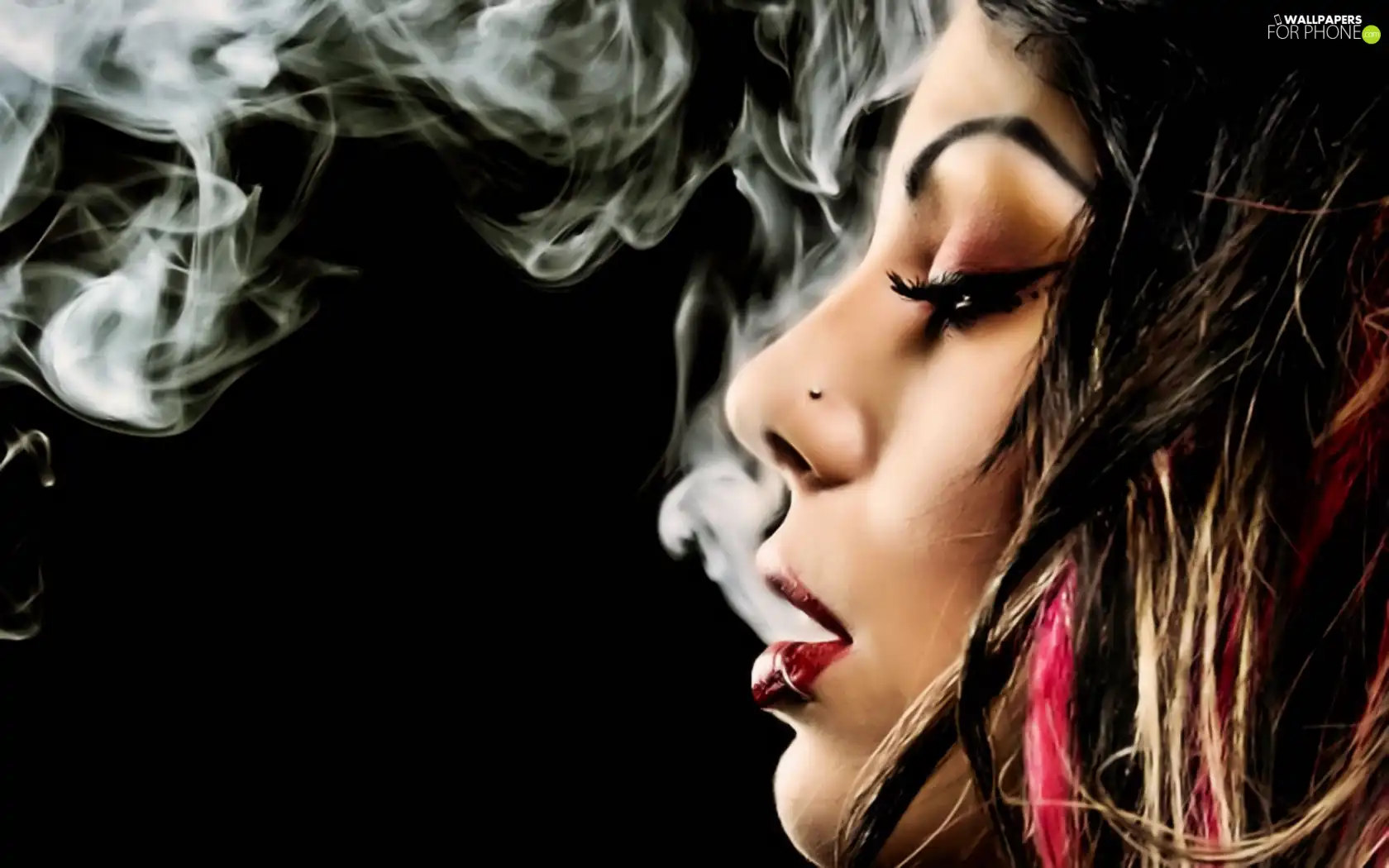 smoke, face, Womens