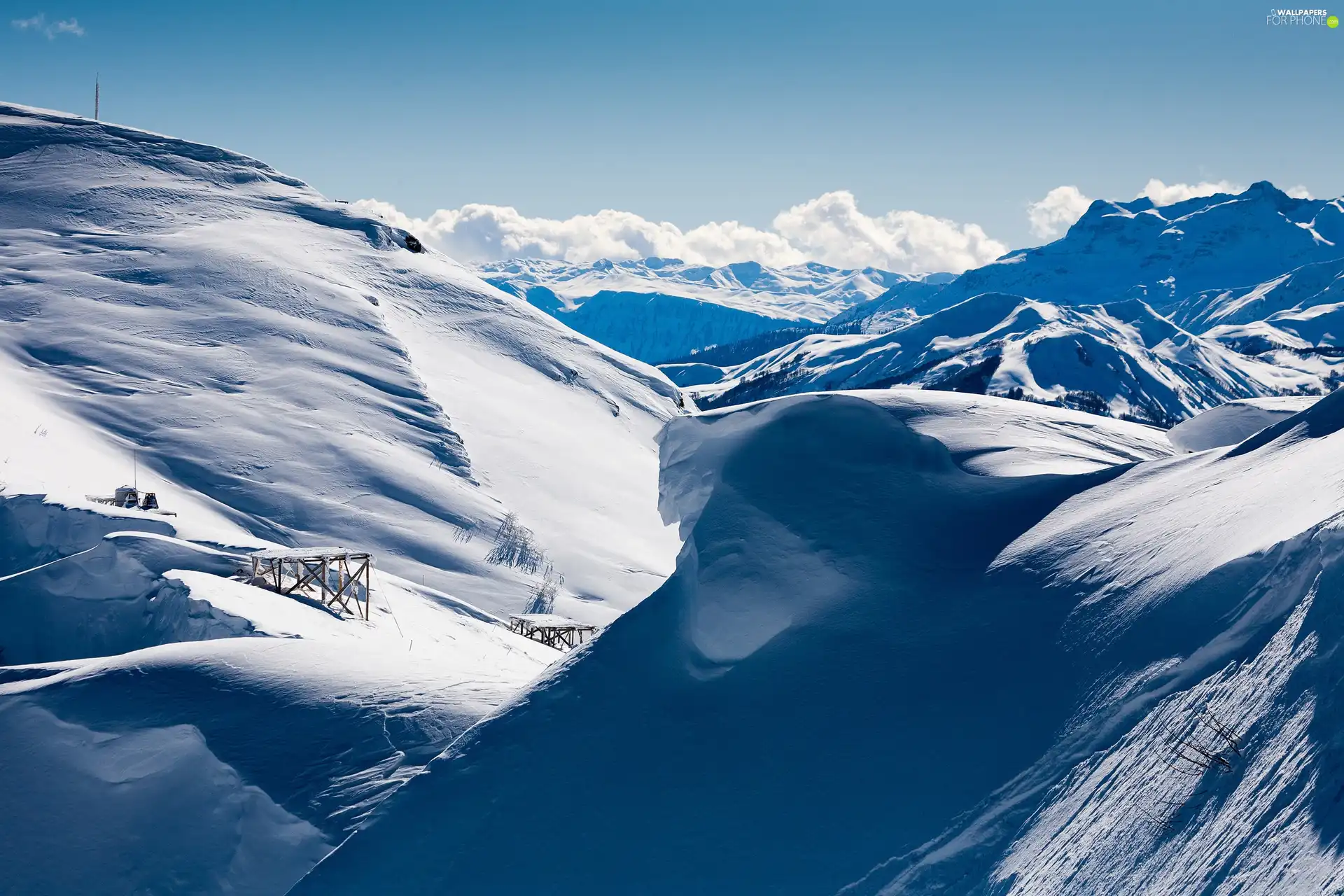 snow, Mountains, height