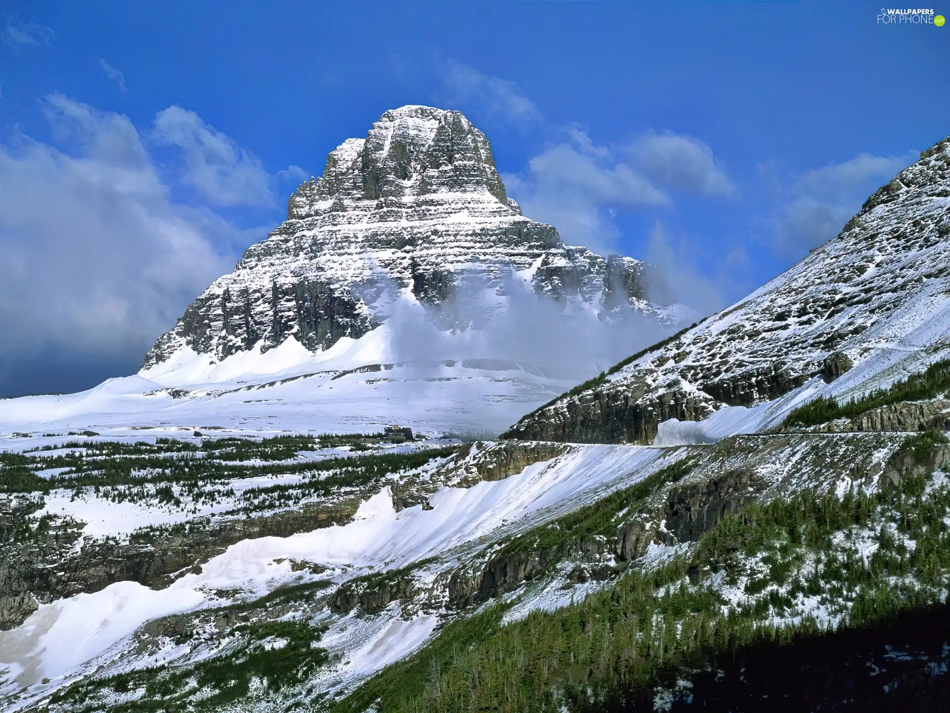 snow, mountains, height