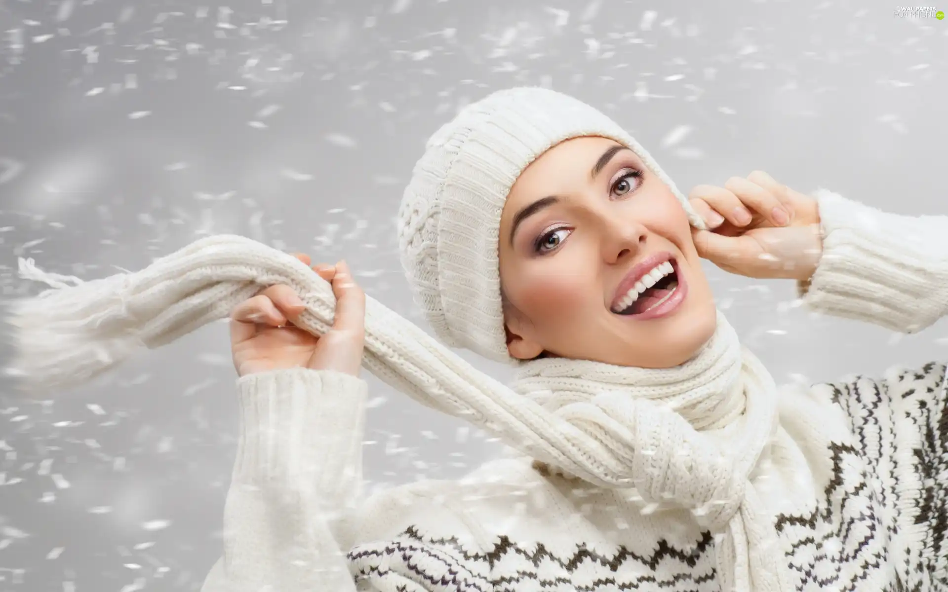 Women, hosiery, snow, make-up