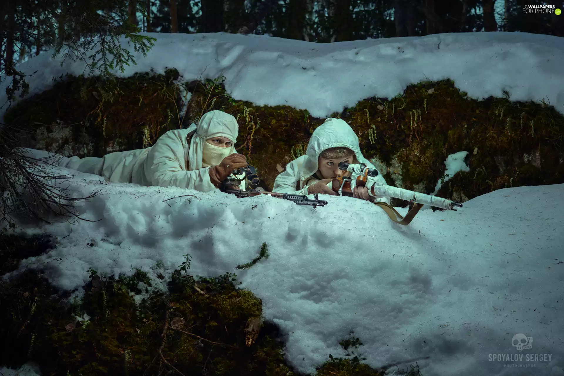 winter, snow, Marksmen, camouflage, soldiers