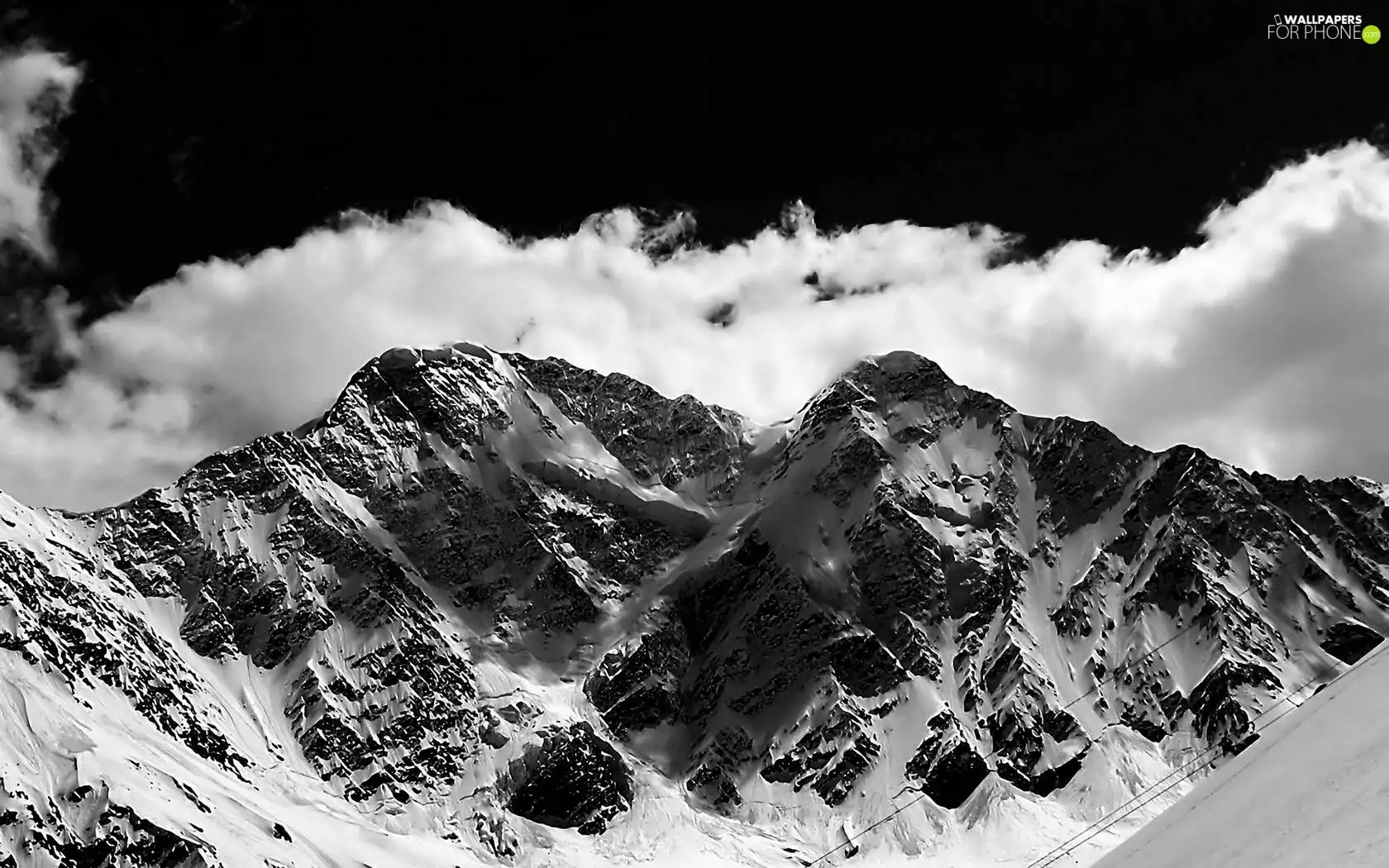 snow, clouds, Mountains