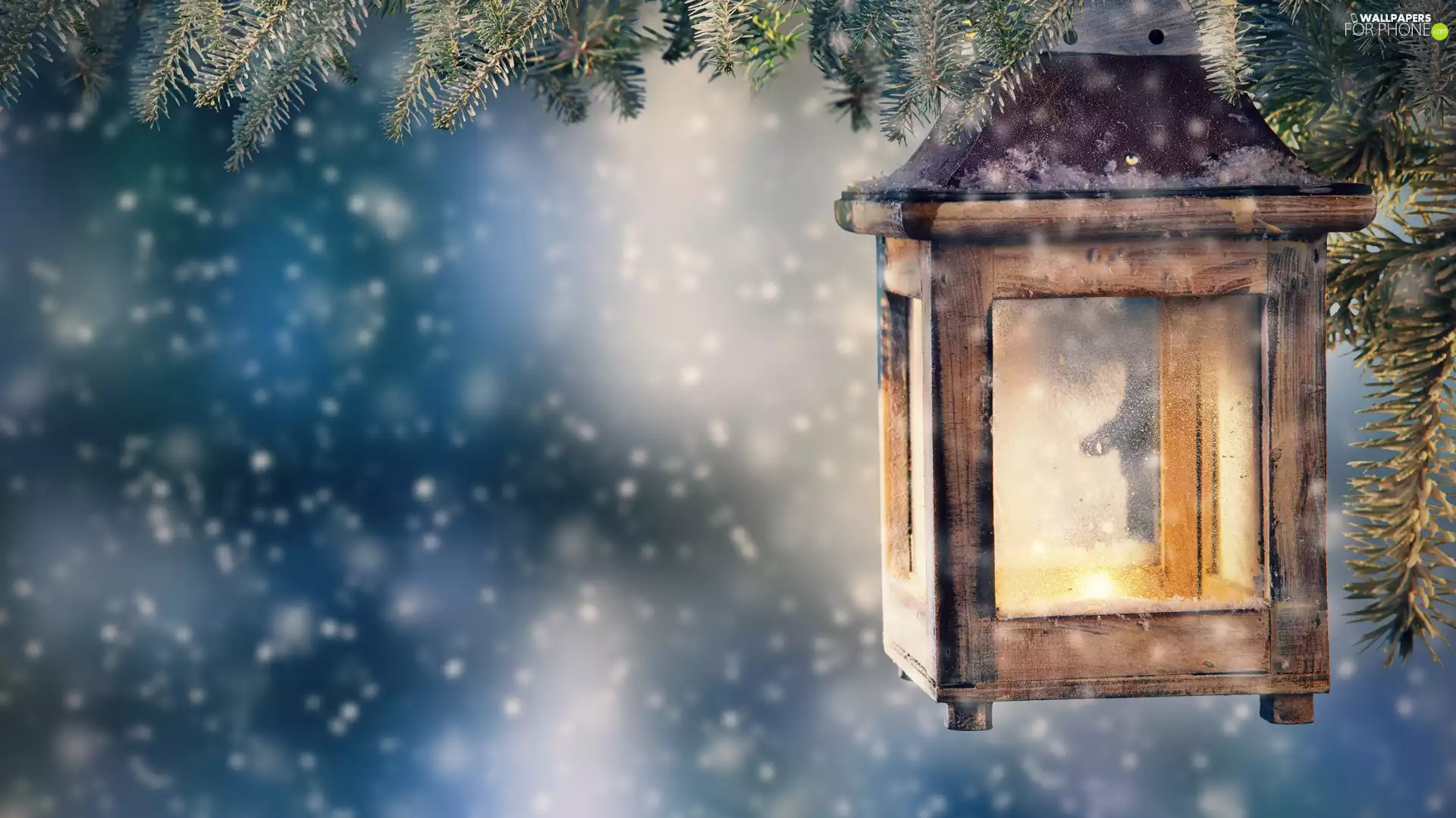 snow, lantern, Twigs