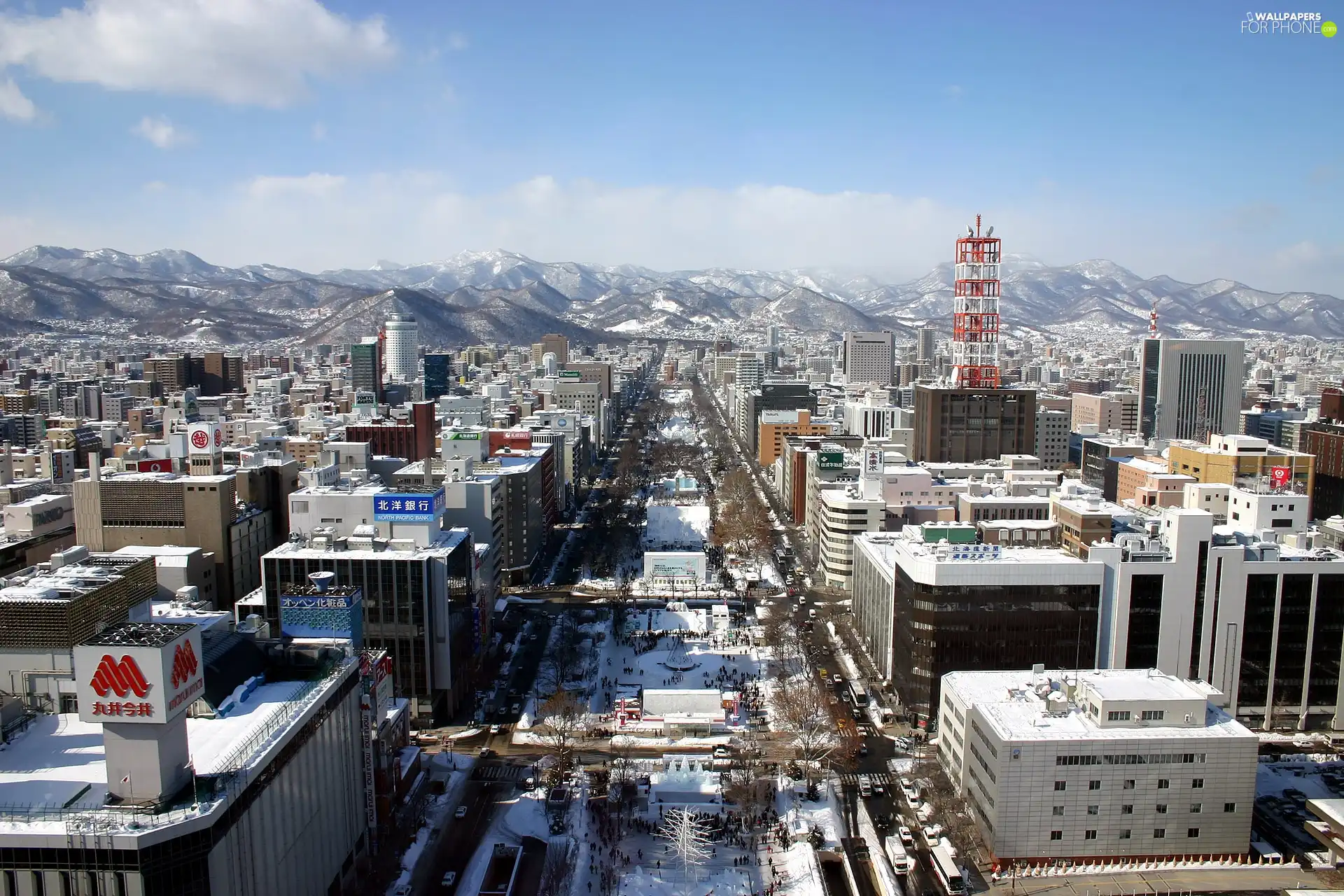 snow, Town, winter