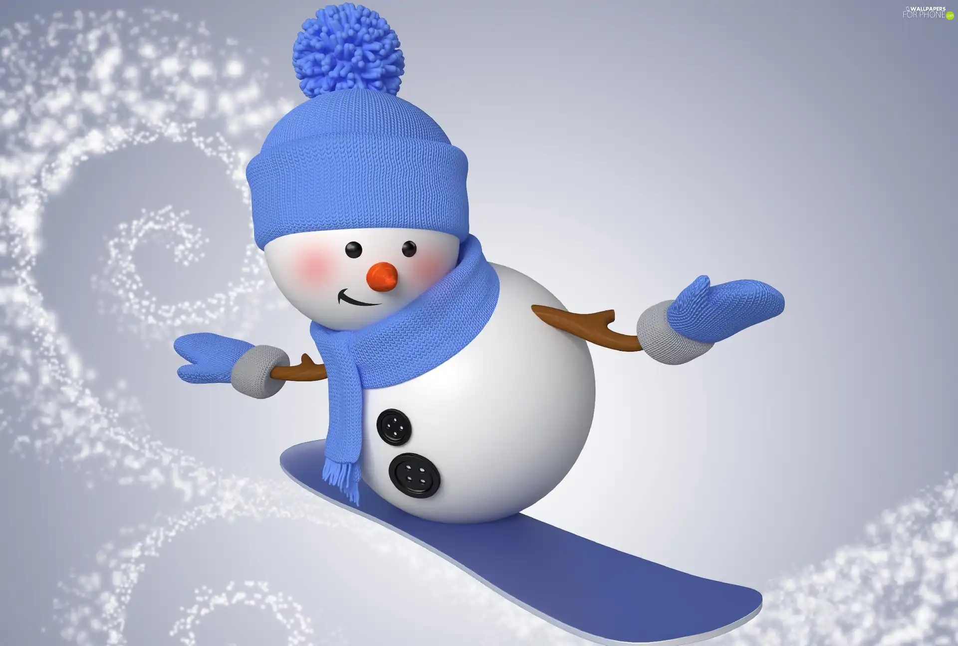 Snowman, snowboard