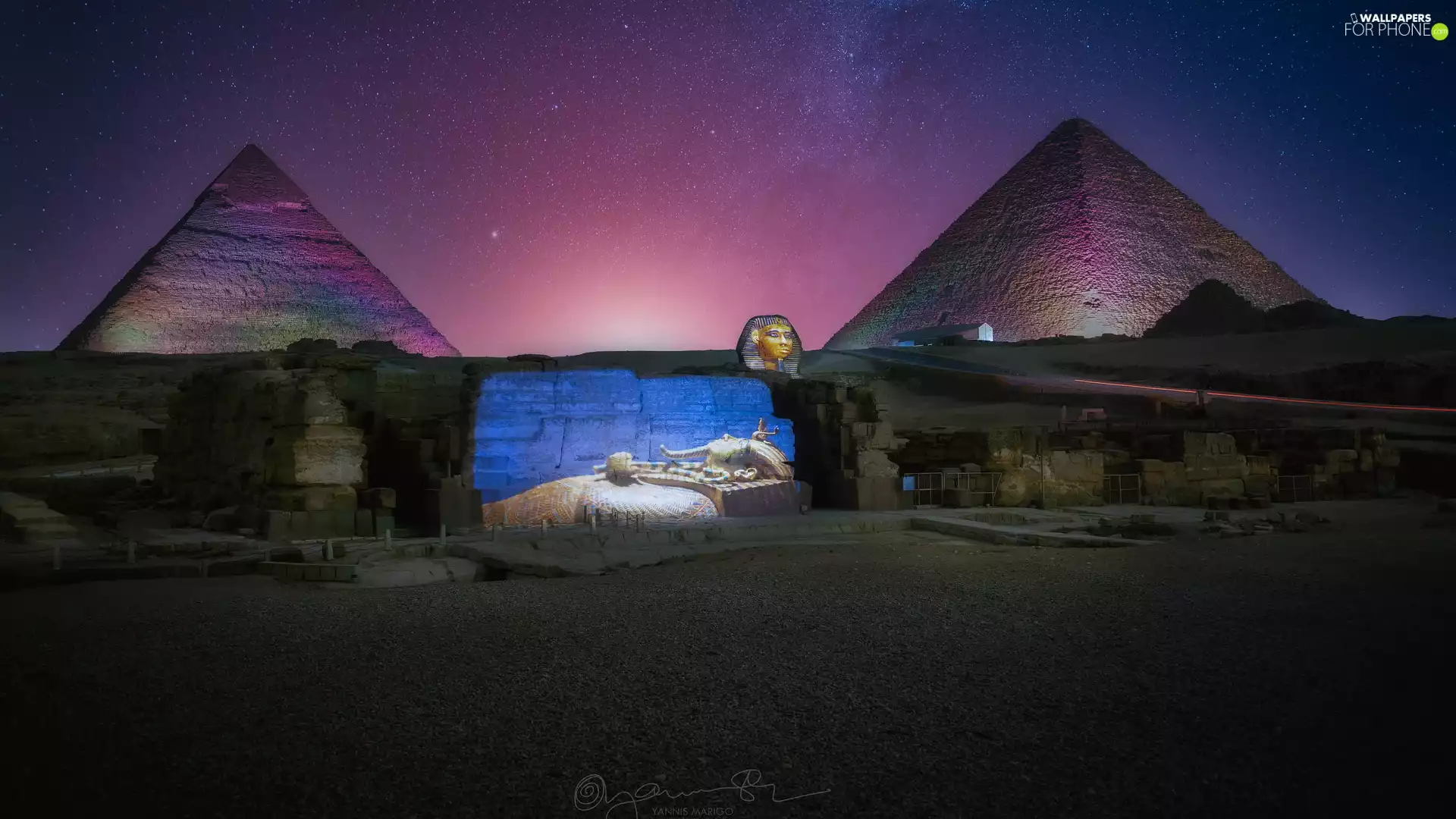 Pyramid of Cheops, Cairo, Monument, Star way, Great Sphinx, Egypt, Giza, photomontage, star, Pyramids