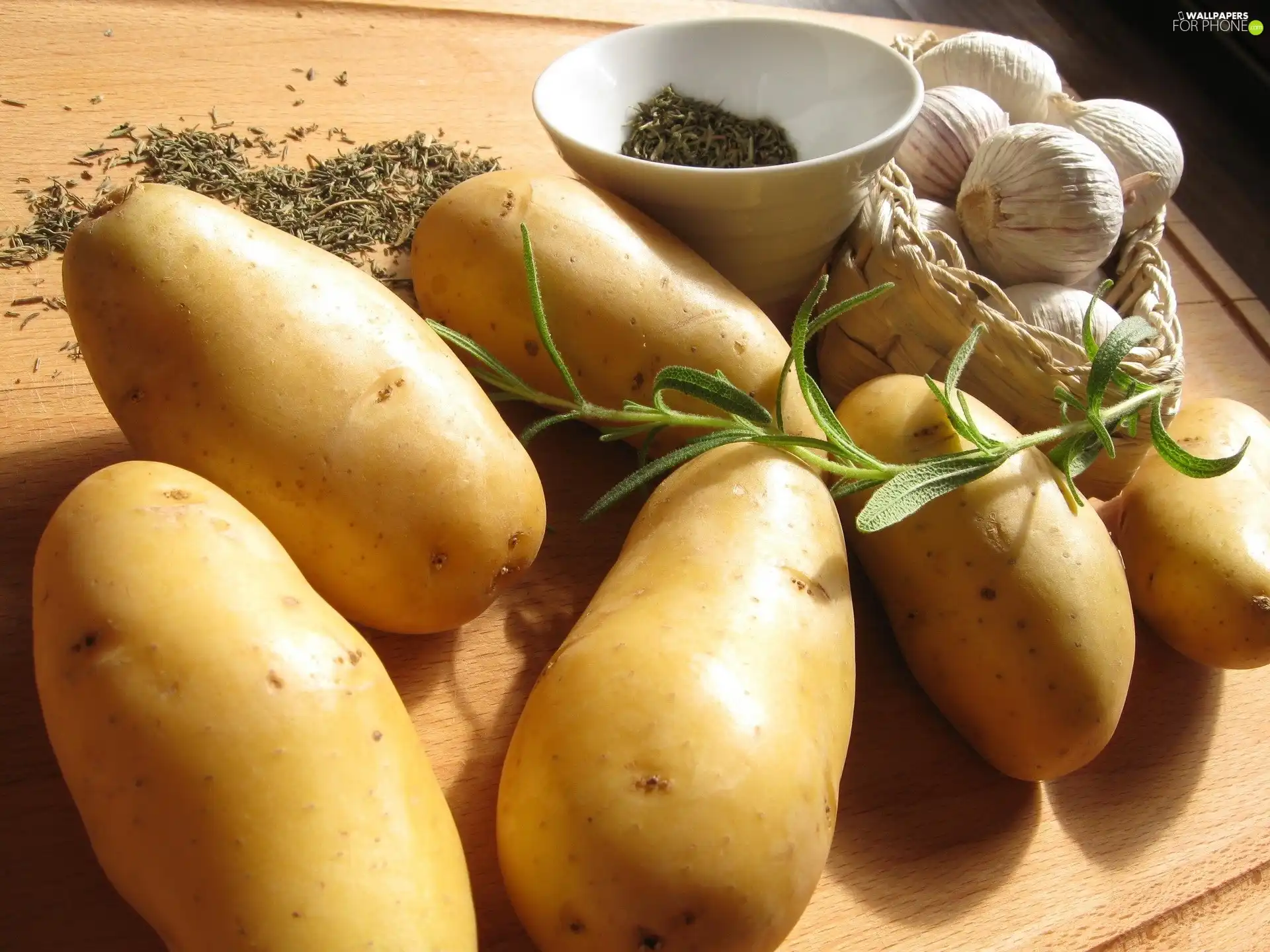 robust, garlic, spice, Potatoes