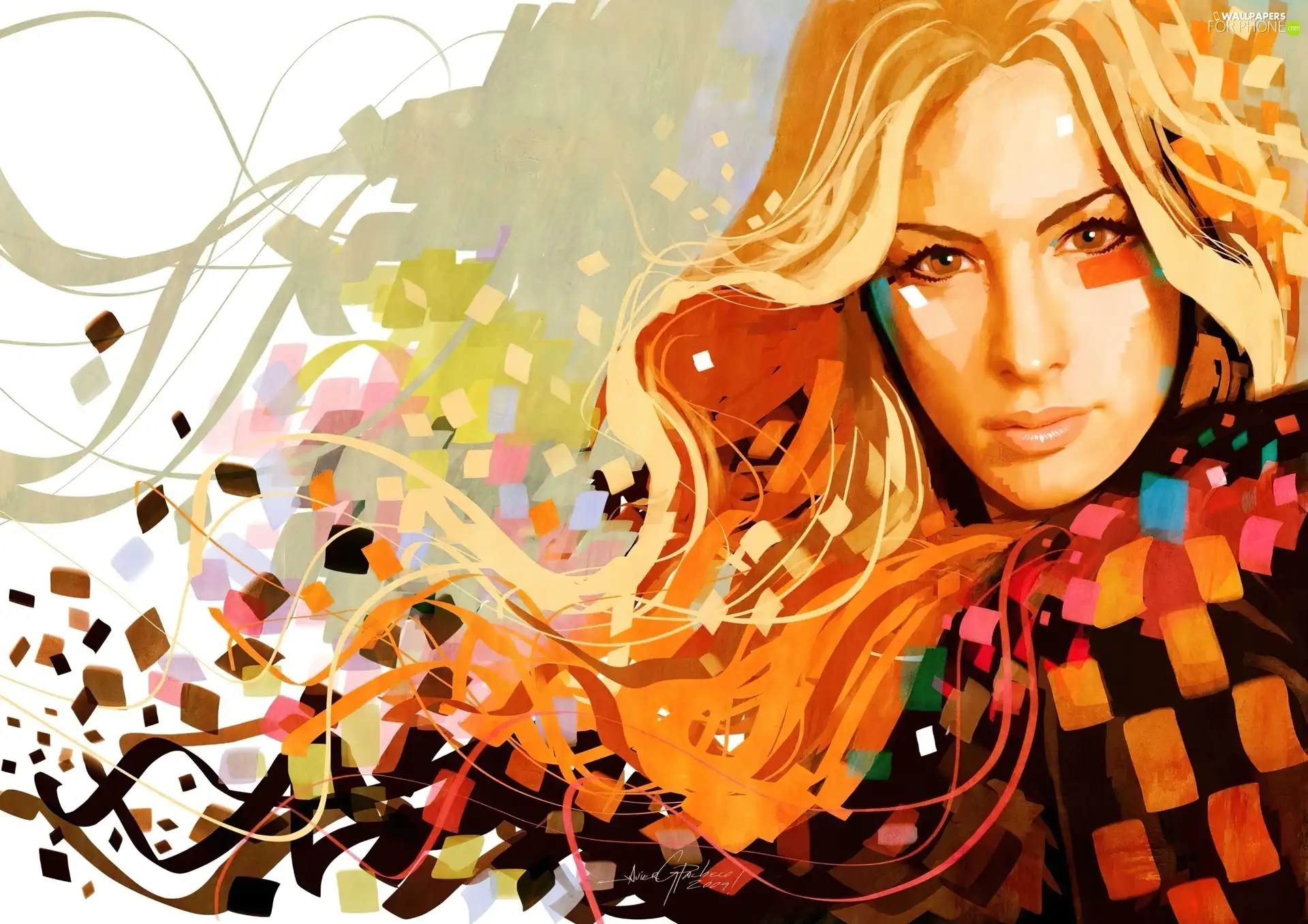 face, graphics, squares, Womens