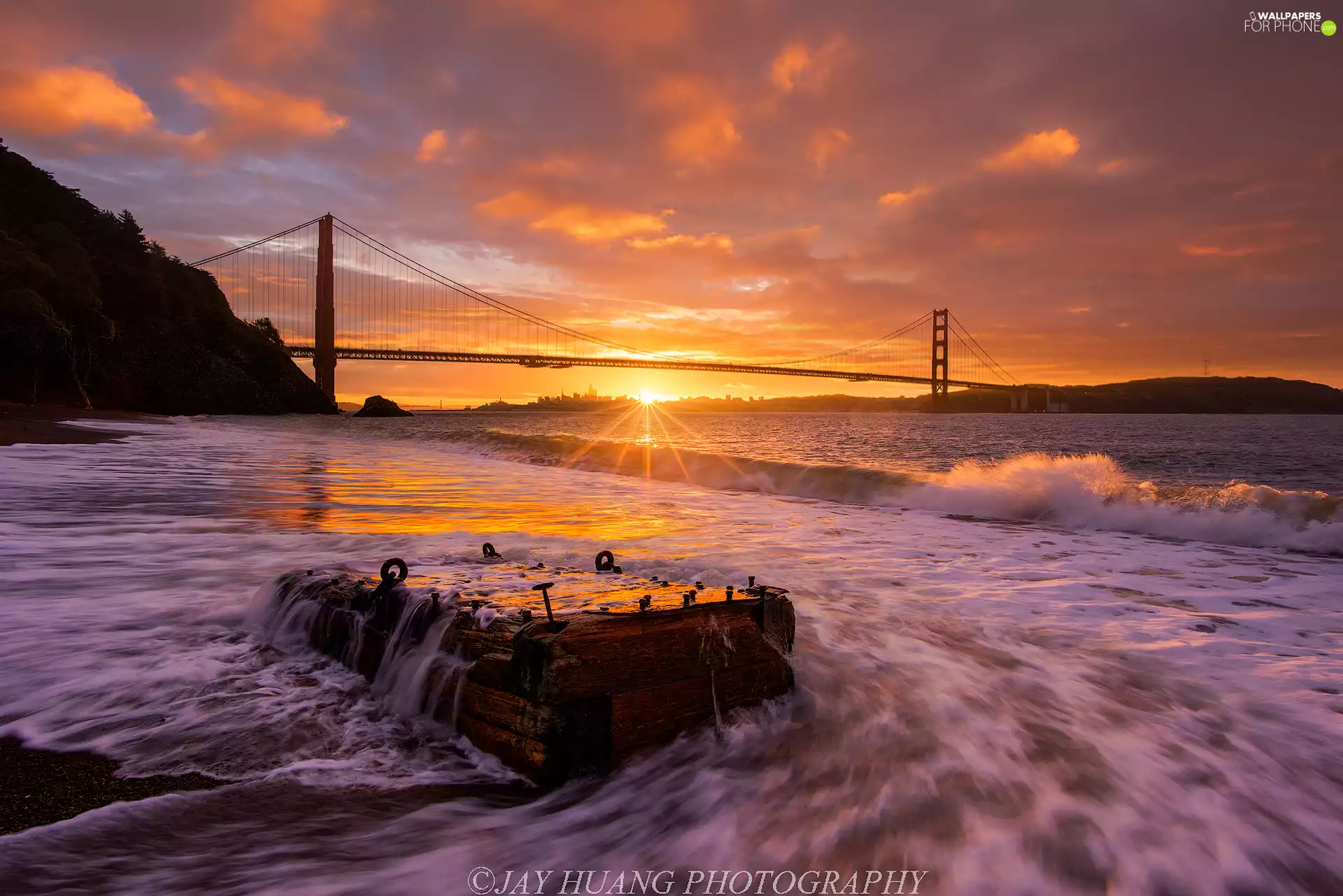 Most Golden Gate Bridge, The United States, Great Sunsets, clouds, Golden Gate Strait, State of California