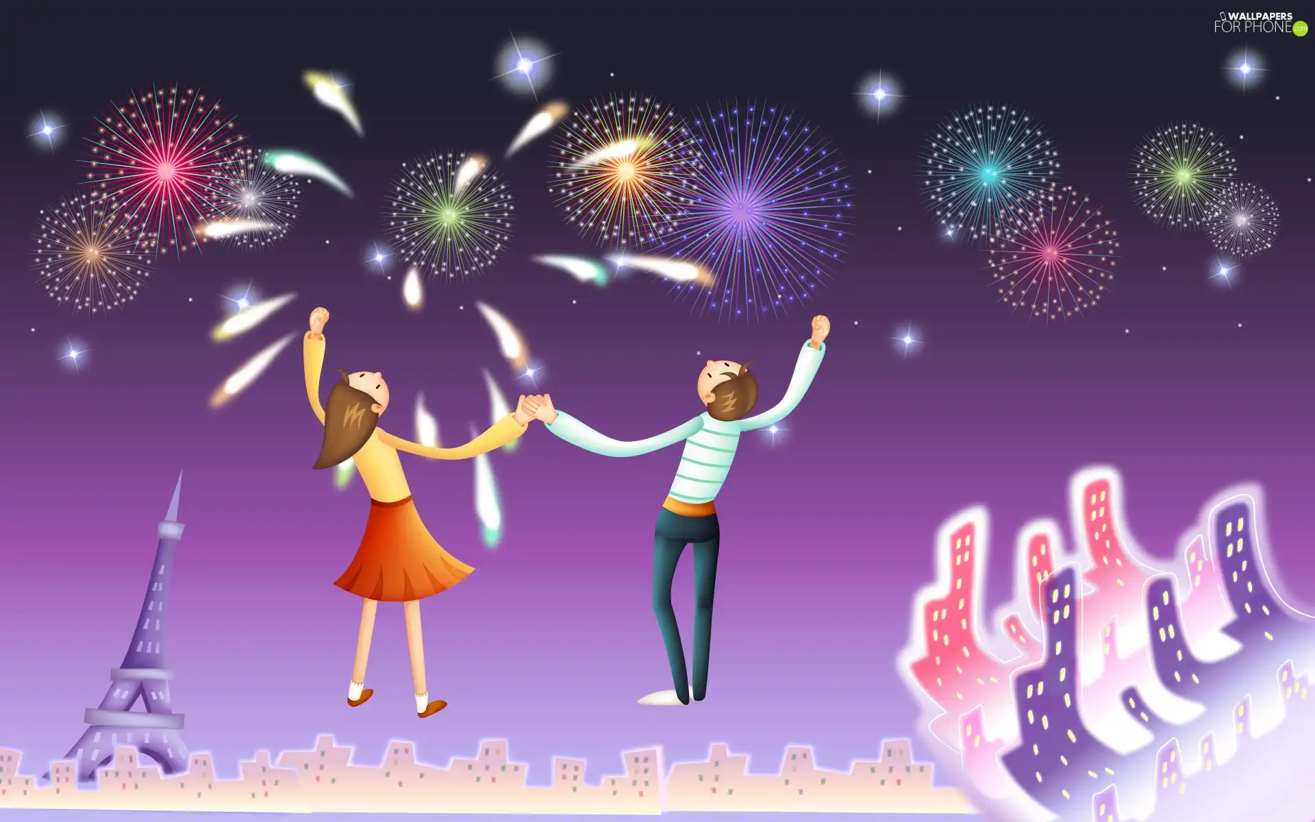 Steam, fireworks, New Year