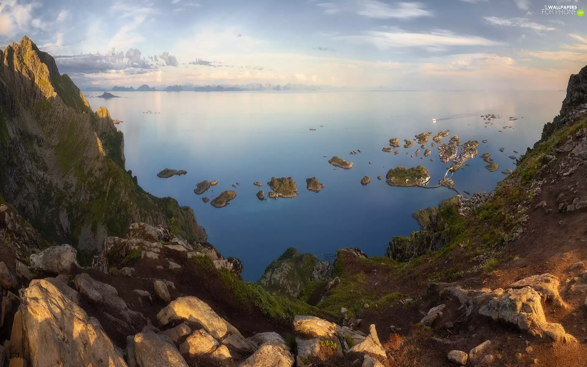 Mountains, Lofoten, Islets, Norwegian Sea, Norway, rocks, Stones