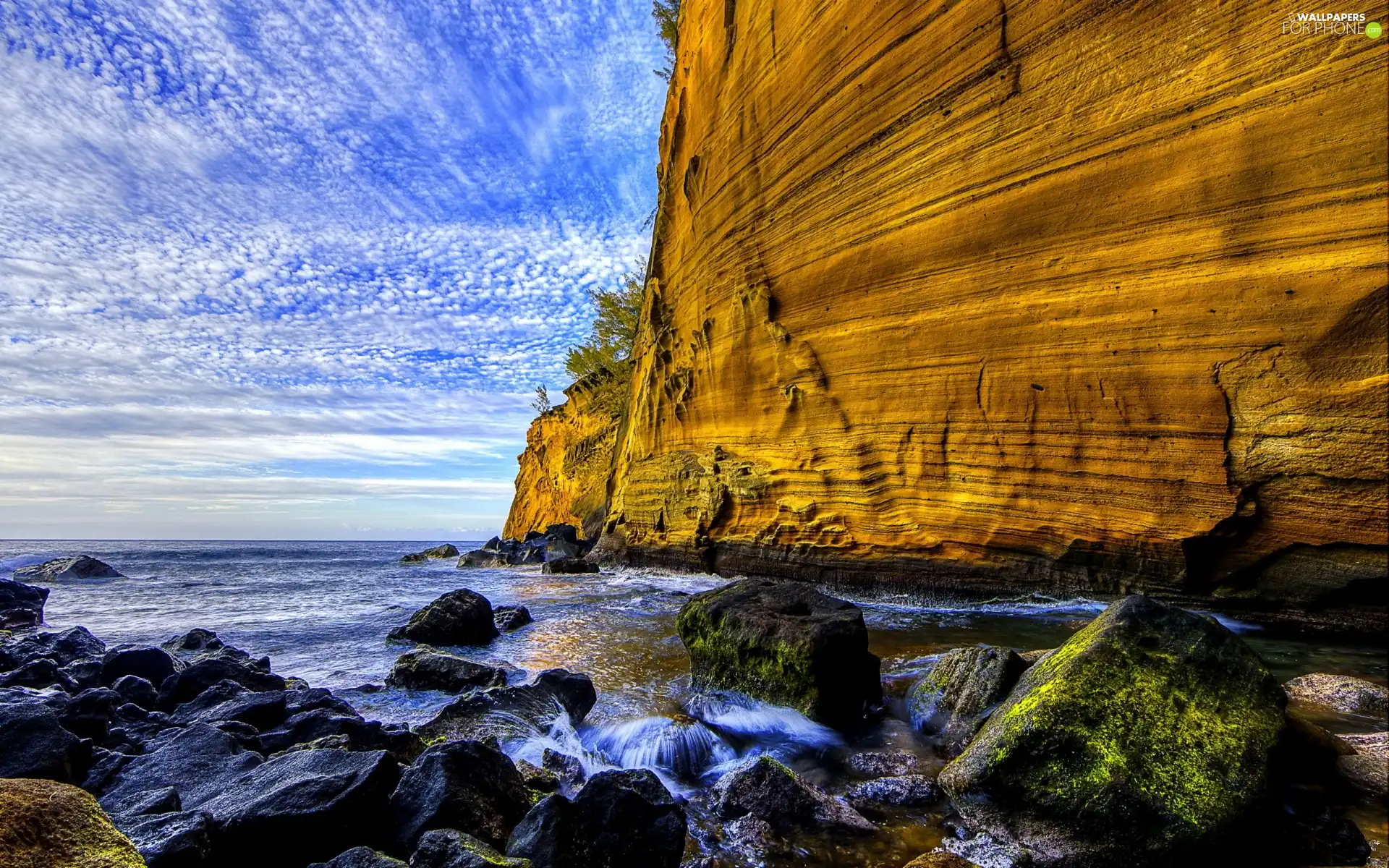 Stones, cliff, sea