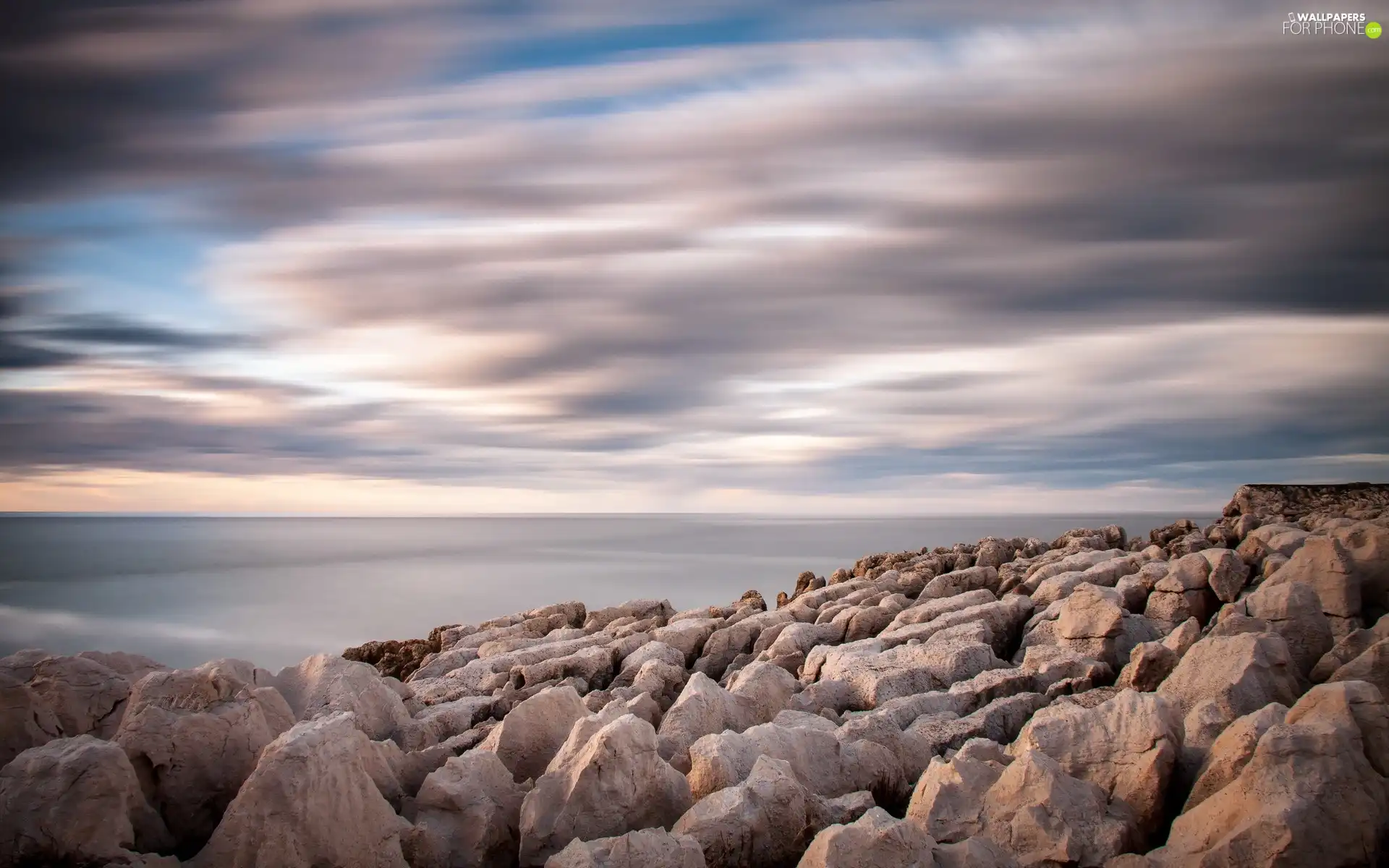 Stones, clouds, sea