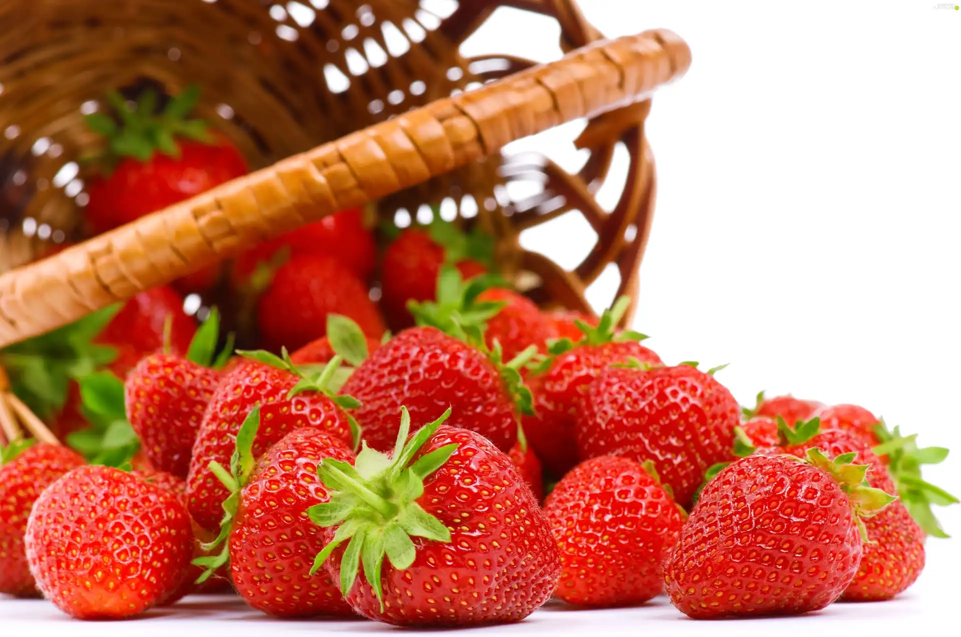 strawberries, wicker, basket
