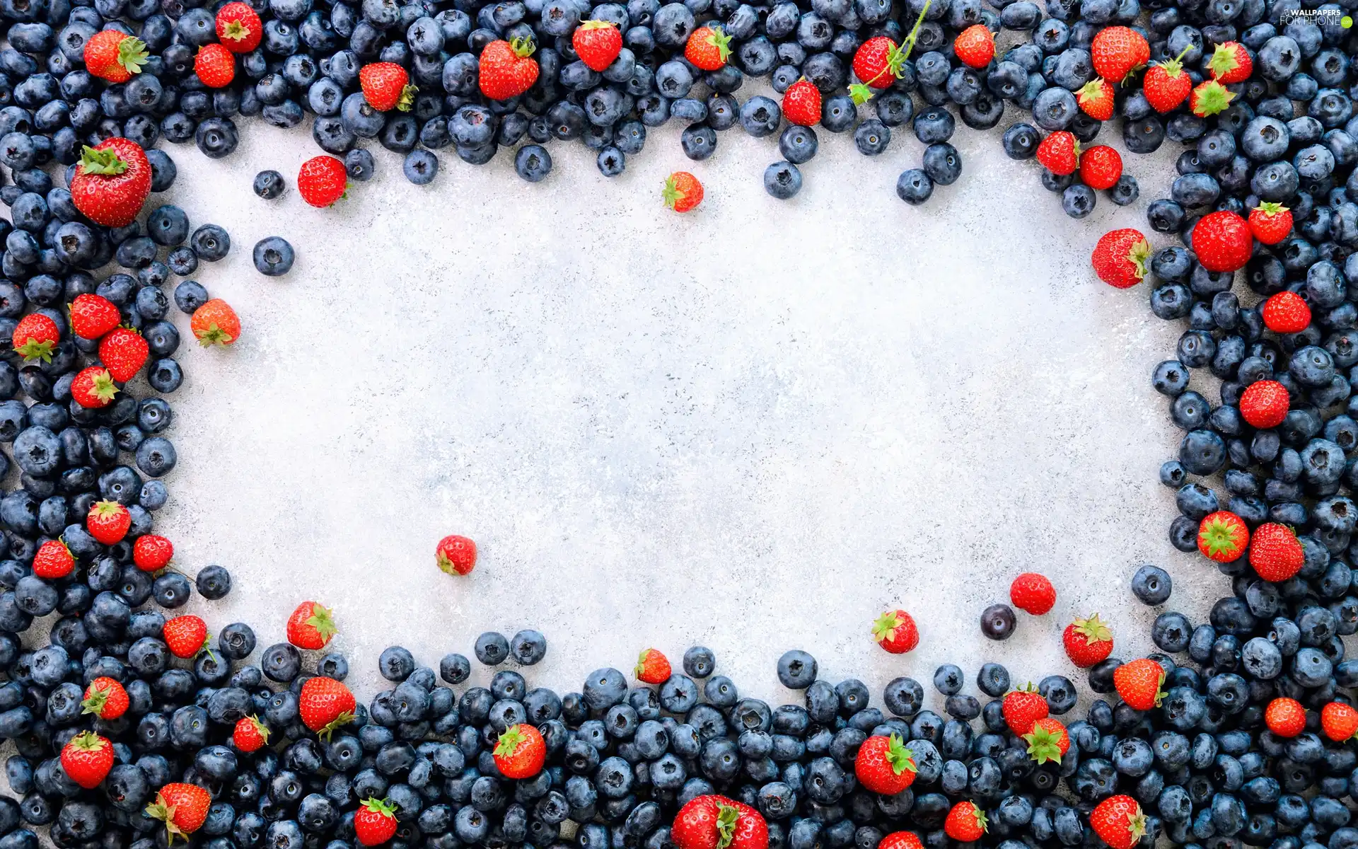 strawberries, frame, blueberries