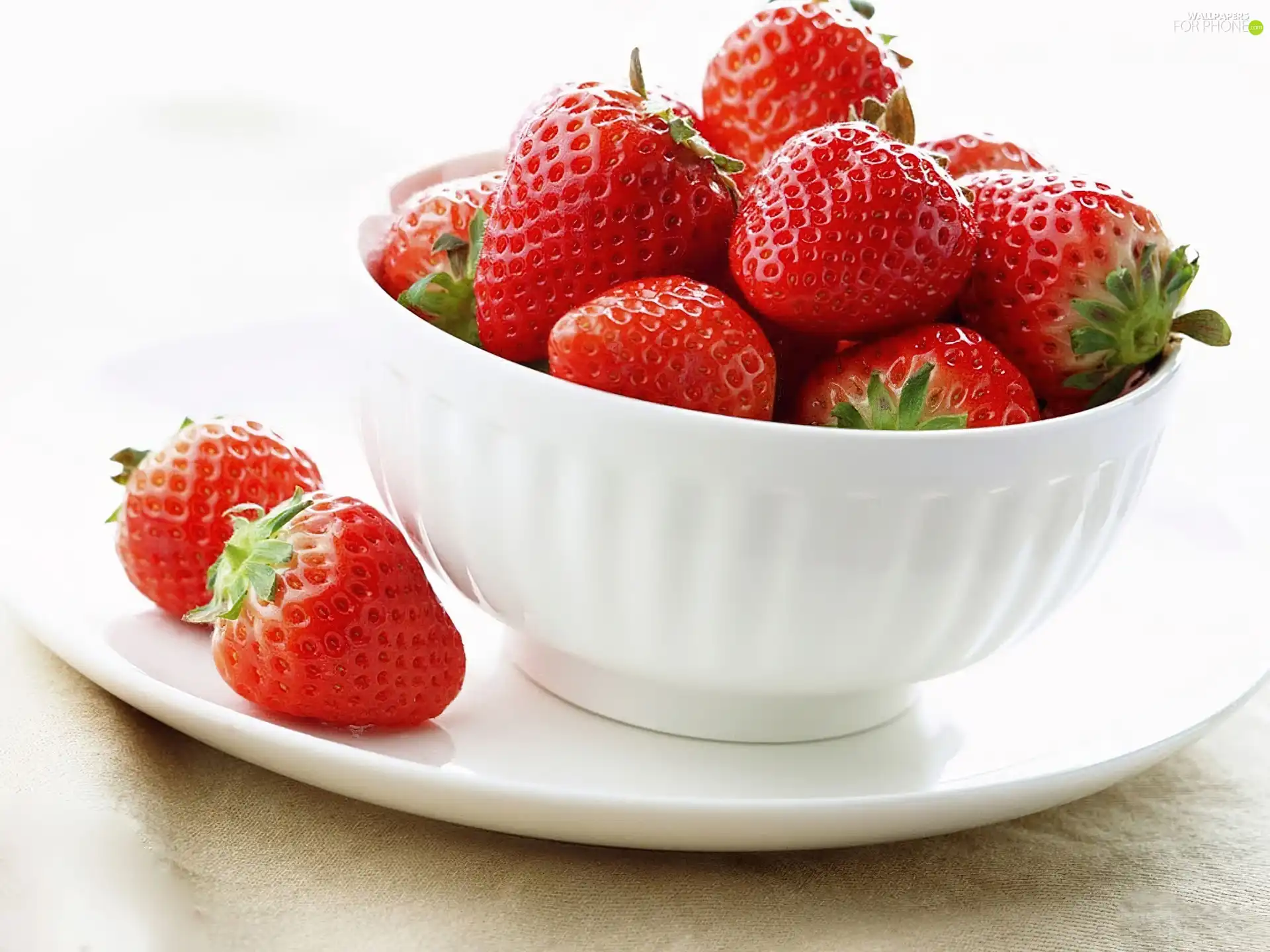 strawberries, White, bowl