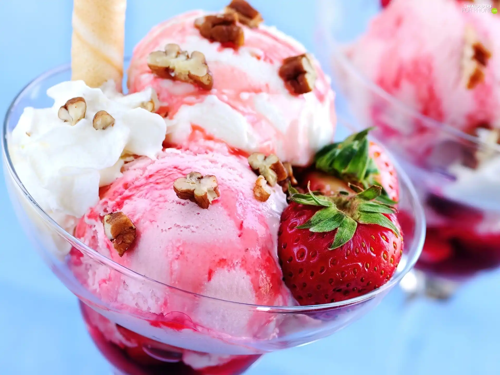 strawberries, dessert, glacial
