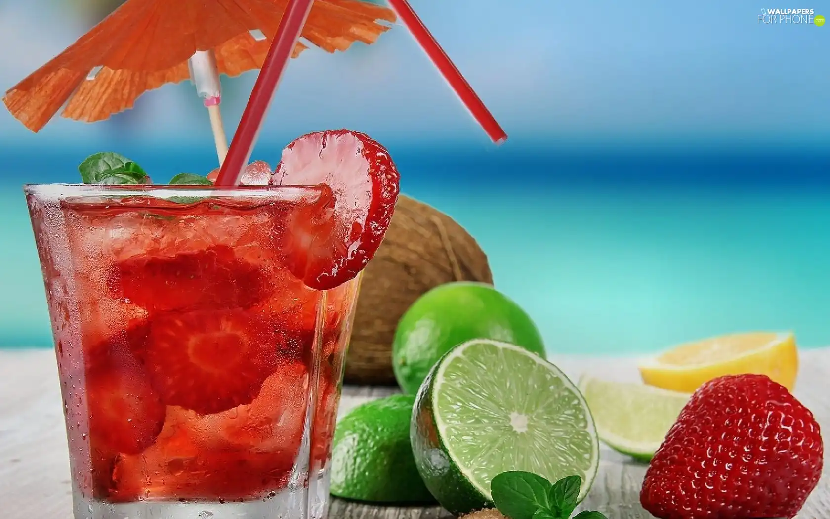 exotic, Fruits, straws, Drink