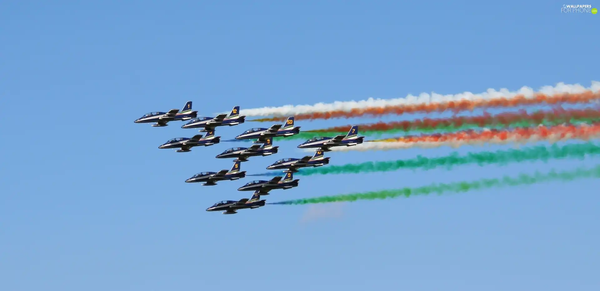 streaks, Sky, show, color, Planes