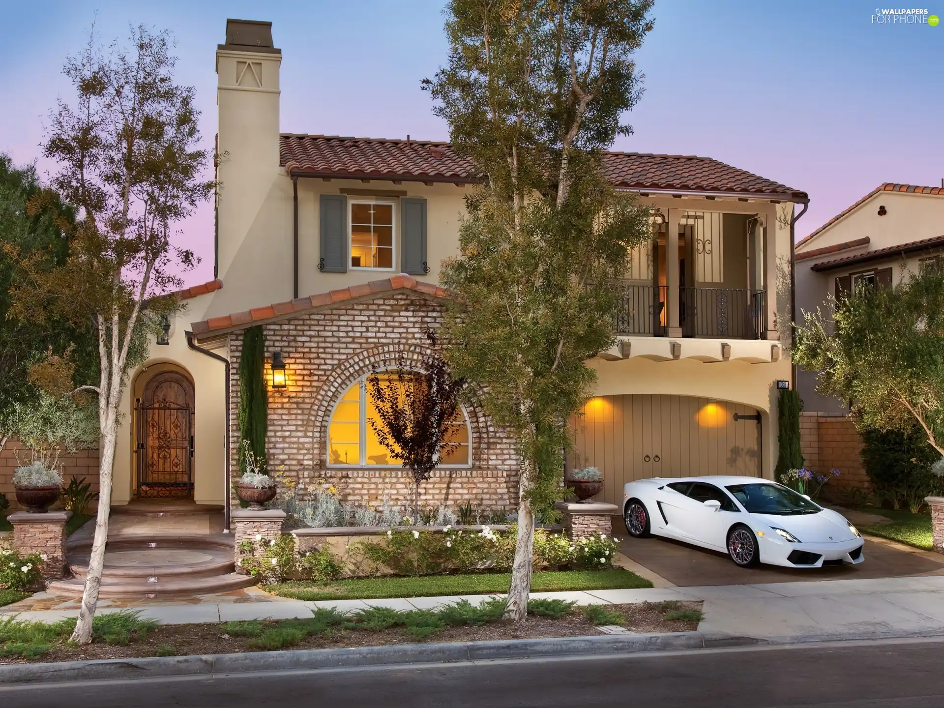 house, Lamborghini, Street, White