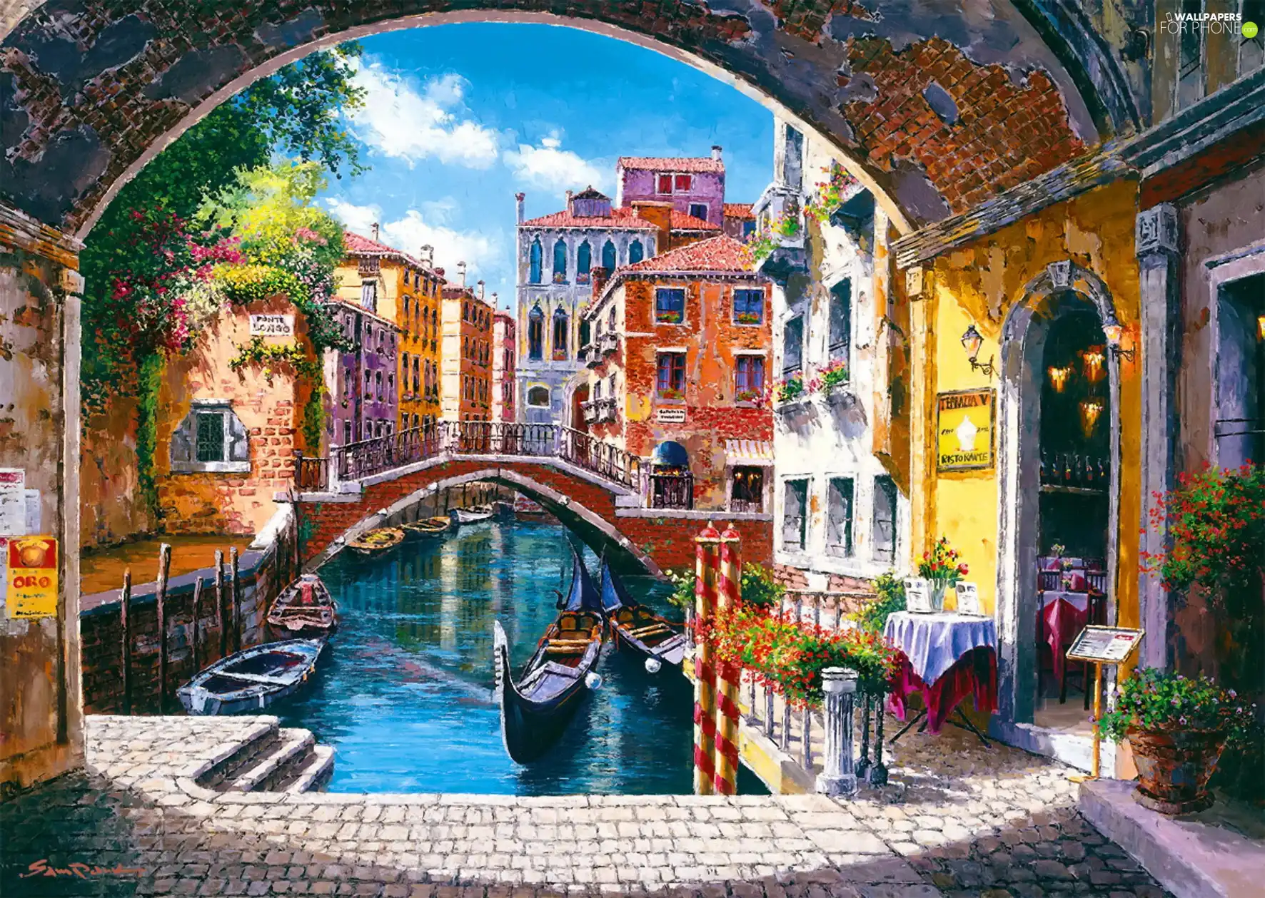 bridge, Venice, Street, View, canal, Houses