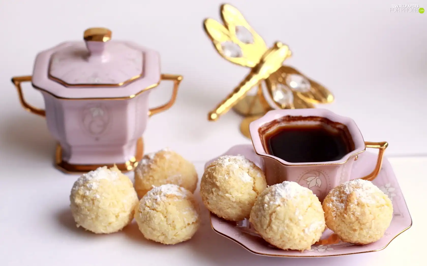 The beads, coffee, sugar bowl, marzipan