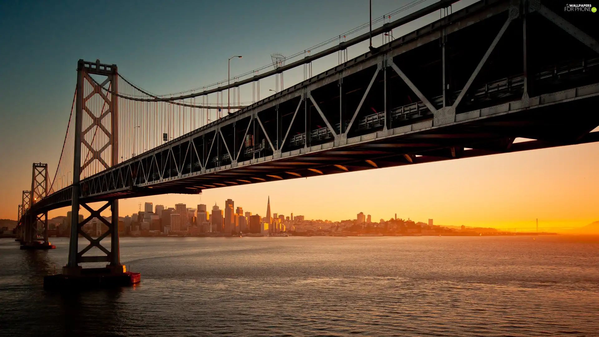 bridge, west, sun, River