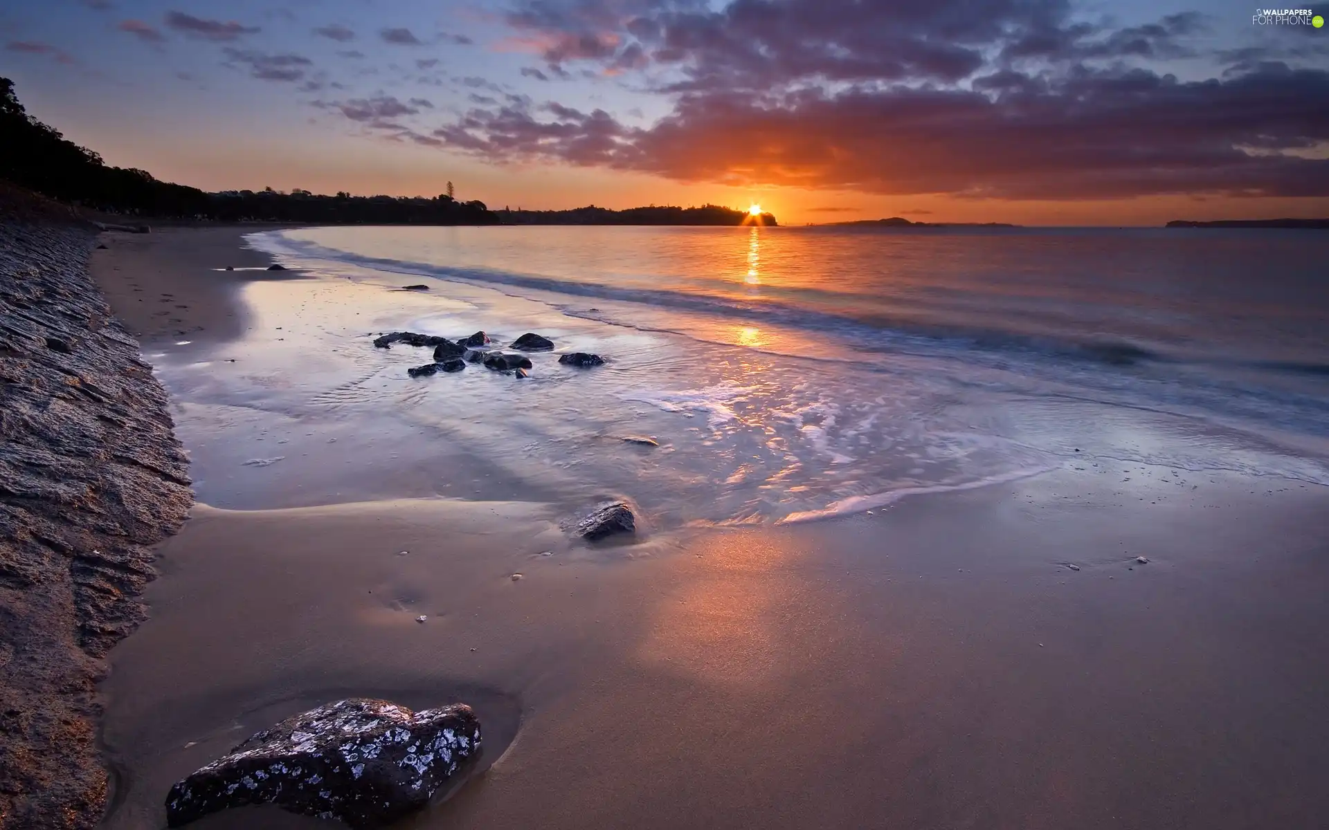 sun, clouds, sea, west, Coast