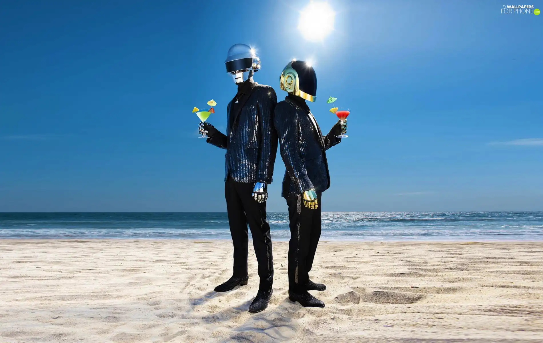 sun, drinks, music, Beaches, Daft Punk