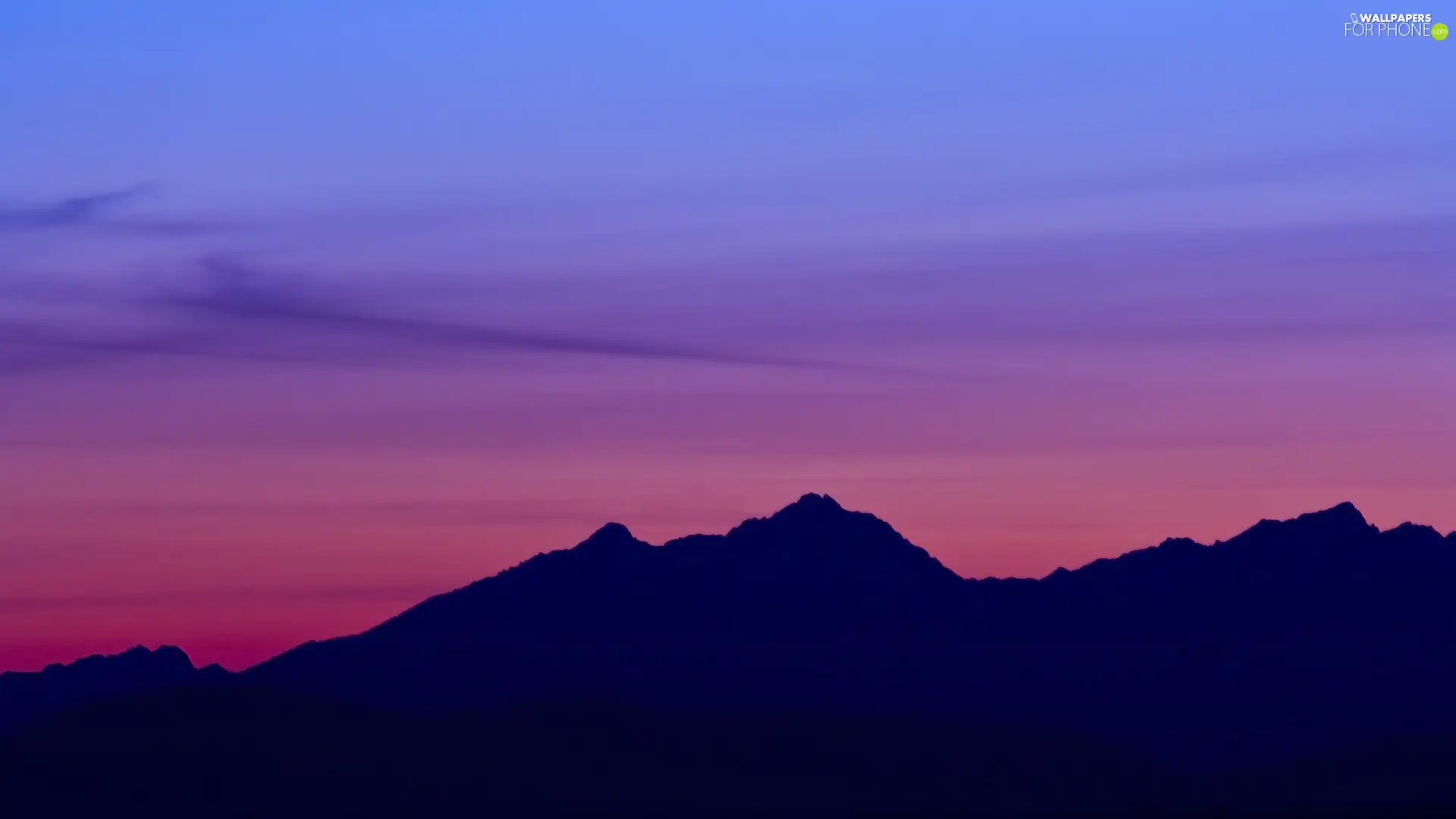 peaks, west, sun, Mountains