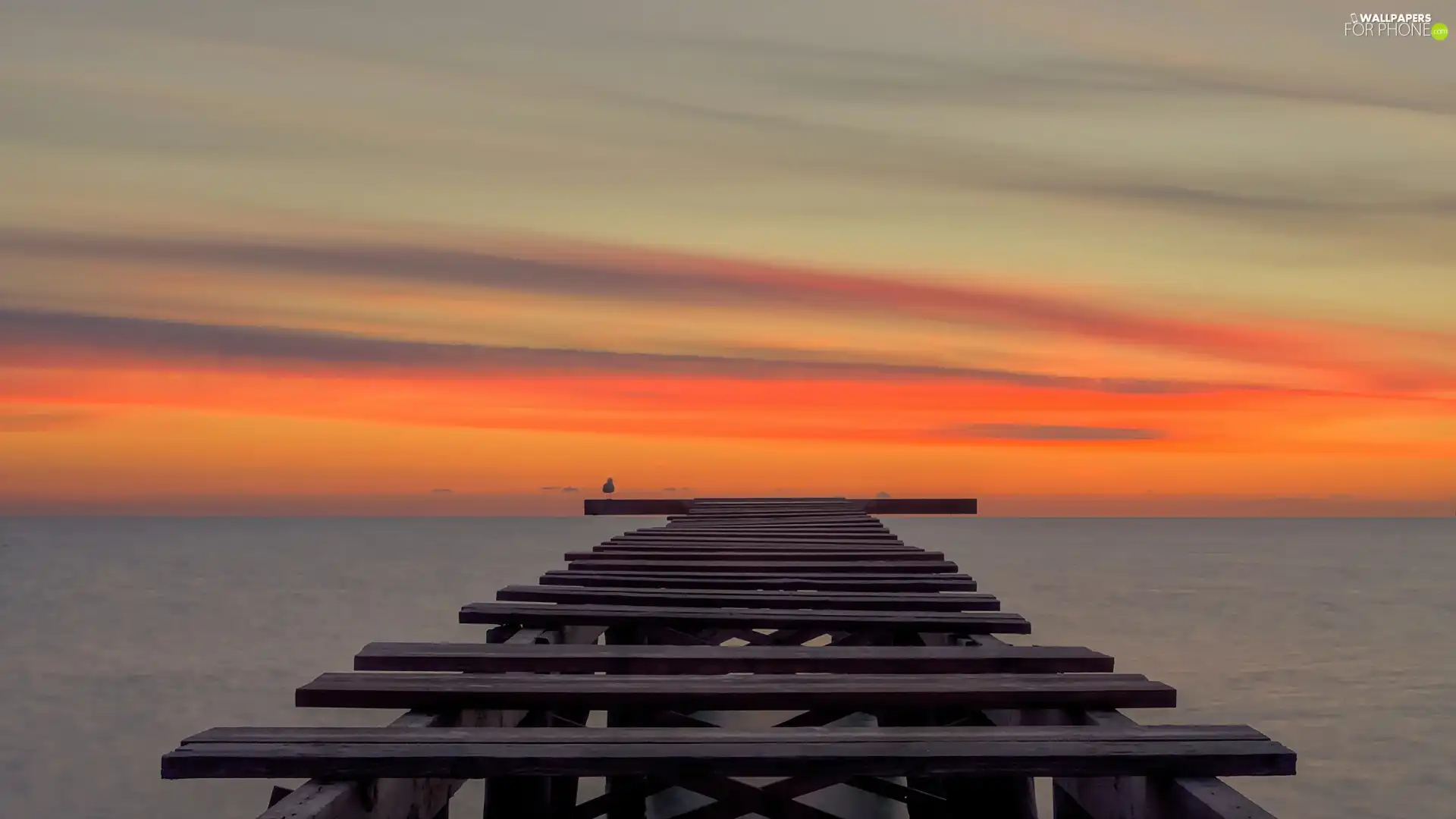 sea, west, sun, pier