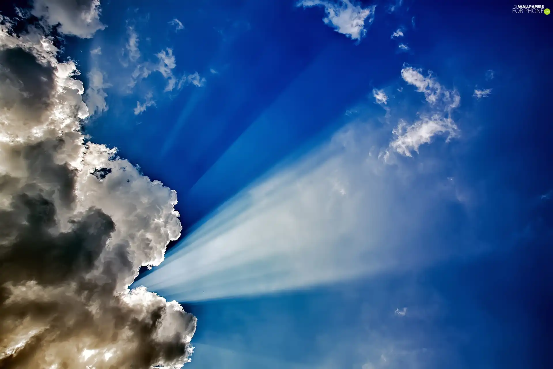 Sky, rays, sun, clouds