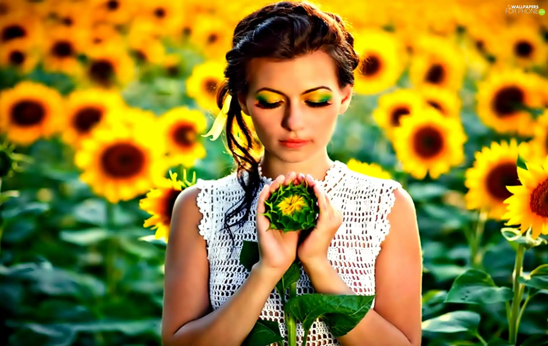 Women, Nice sunflowers