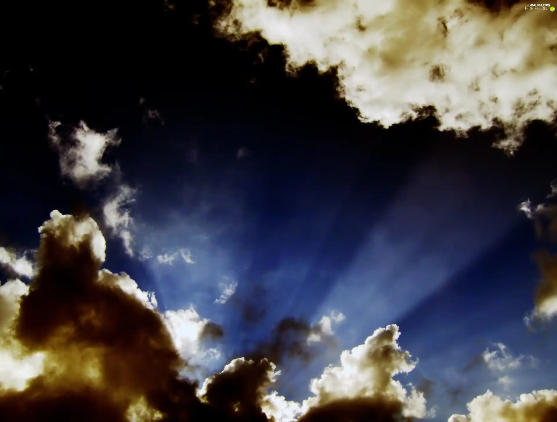 Sky, rays, sunny, clouds