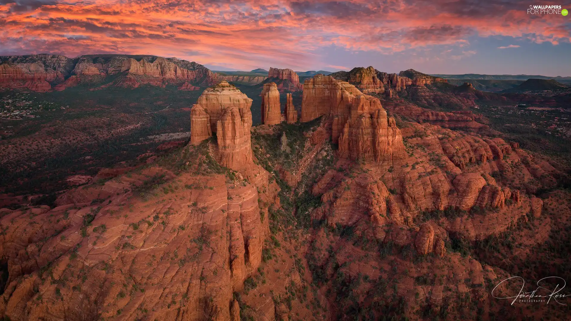 VEGETATION, clouds, The United States, Great Sunsets, Arizona, rocks, canyon, Sedona
