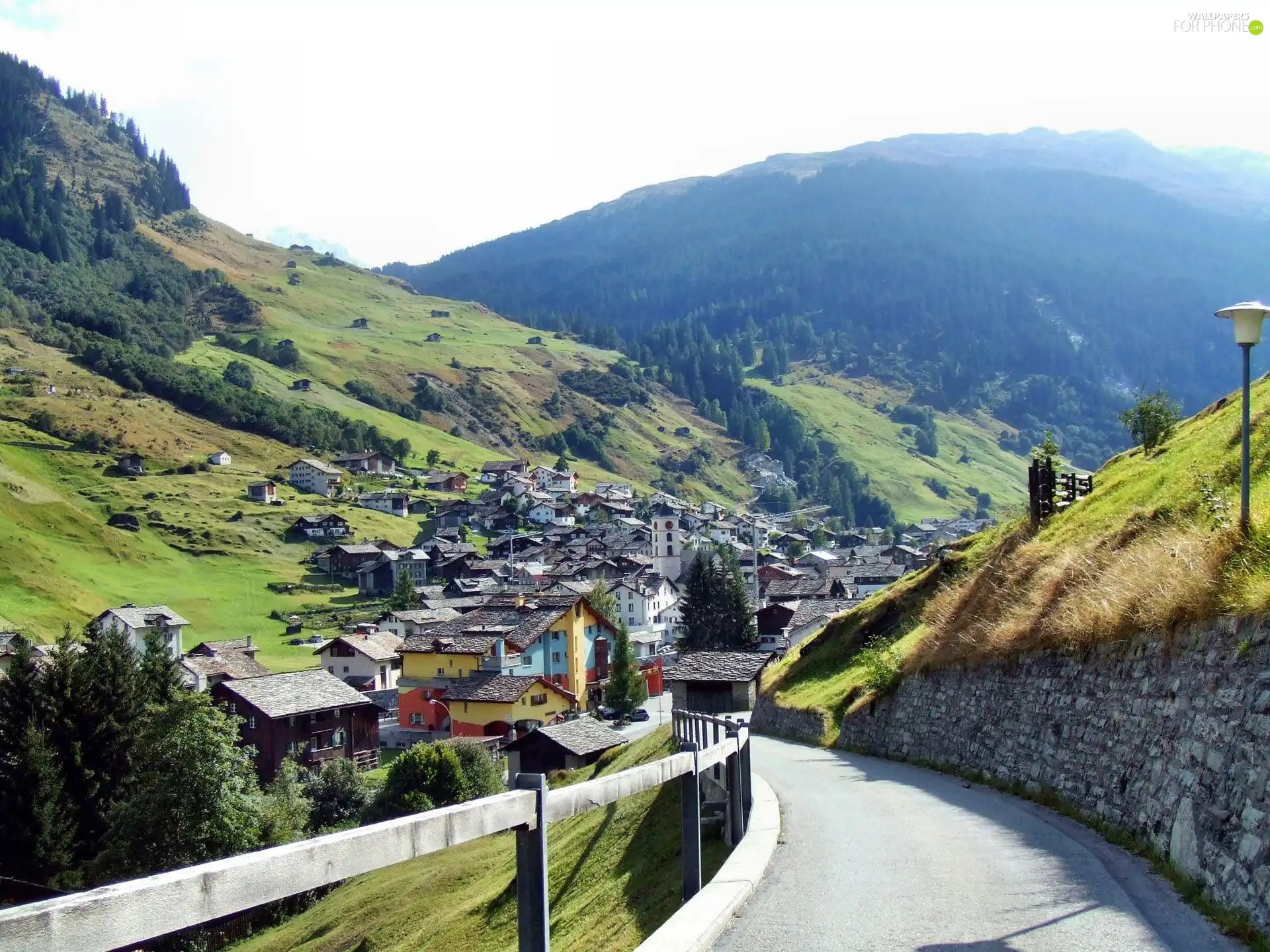 Way, Town, Switzerland, Mountains