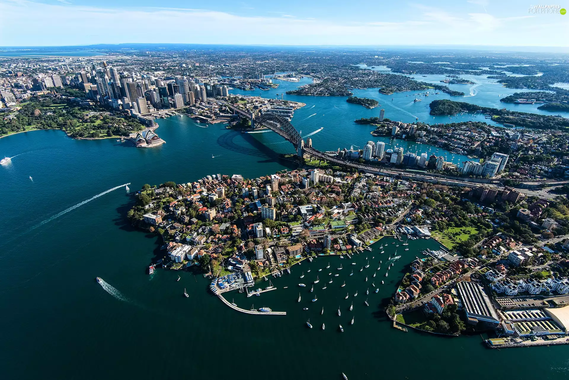 Town, Aerial View, Sydney, port, Australia
