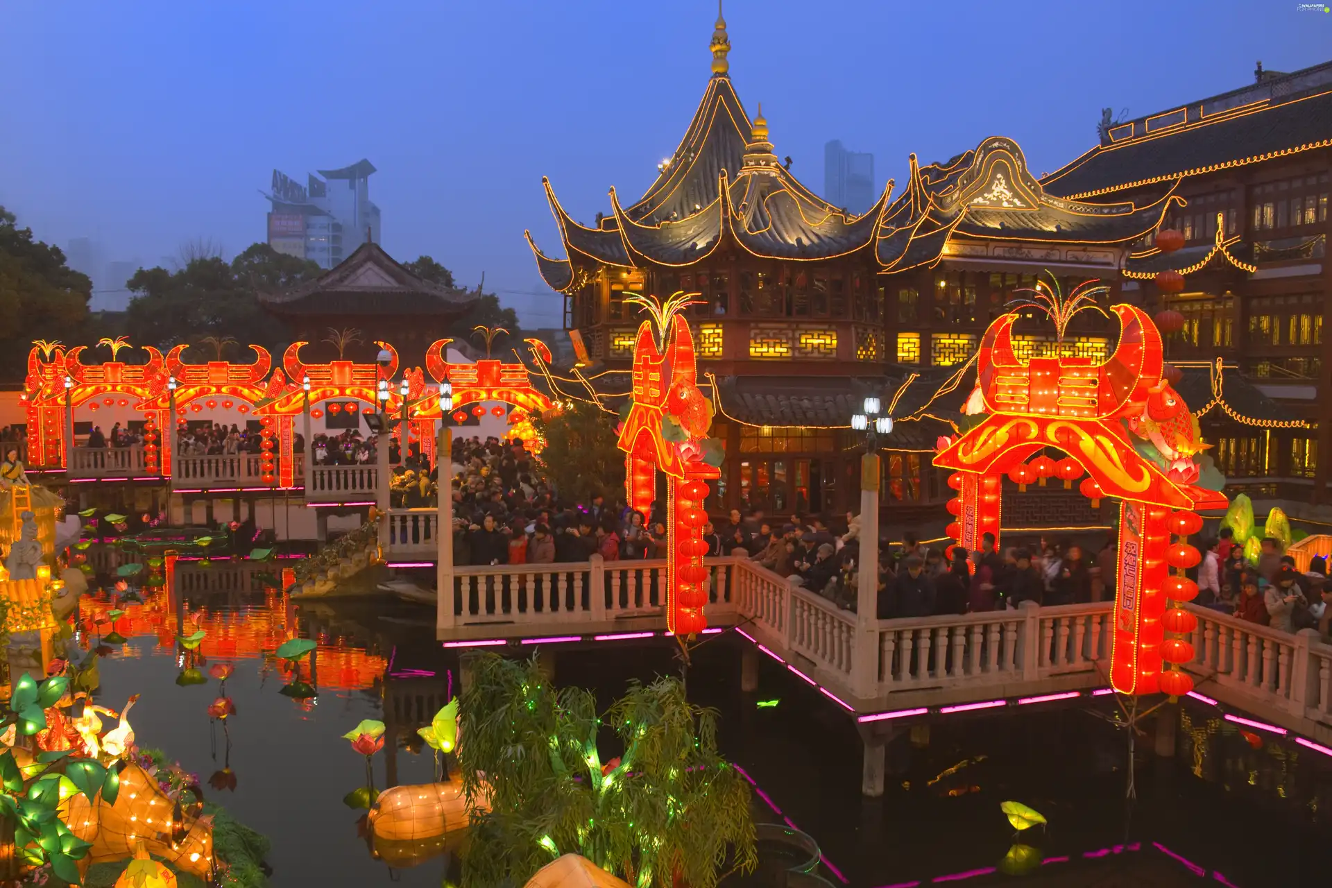 Szanghai, China, Pond - car, lighting, House