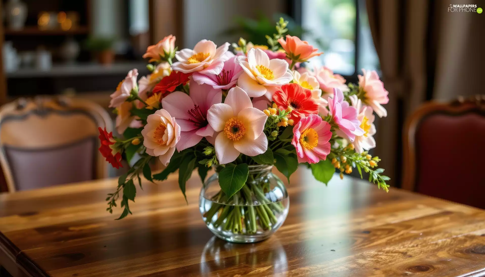 Vase, Table, color, Flowers, bouquet