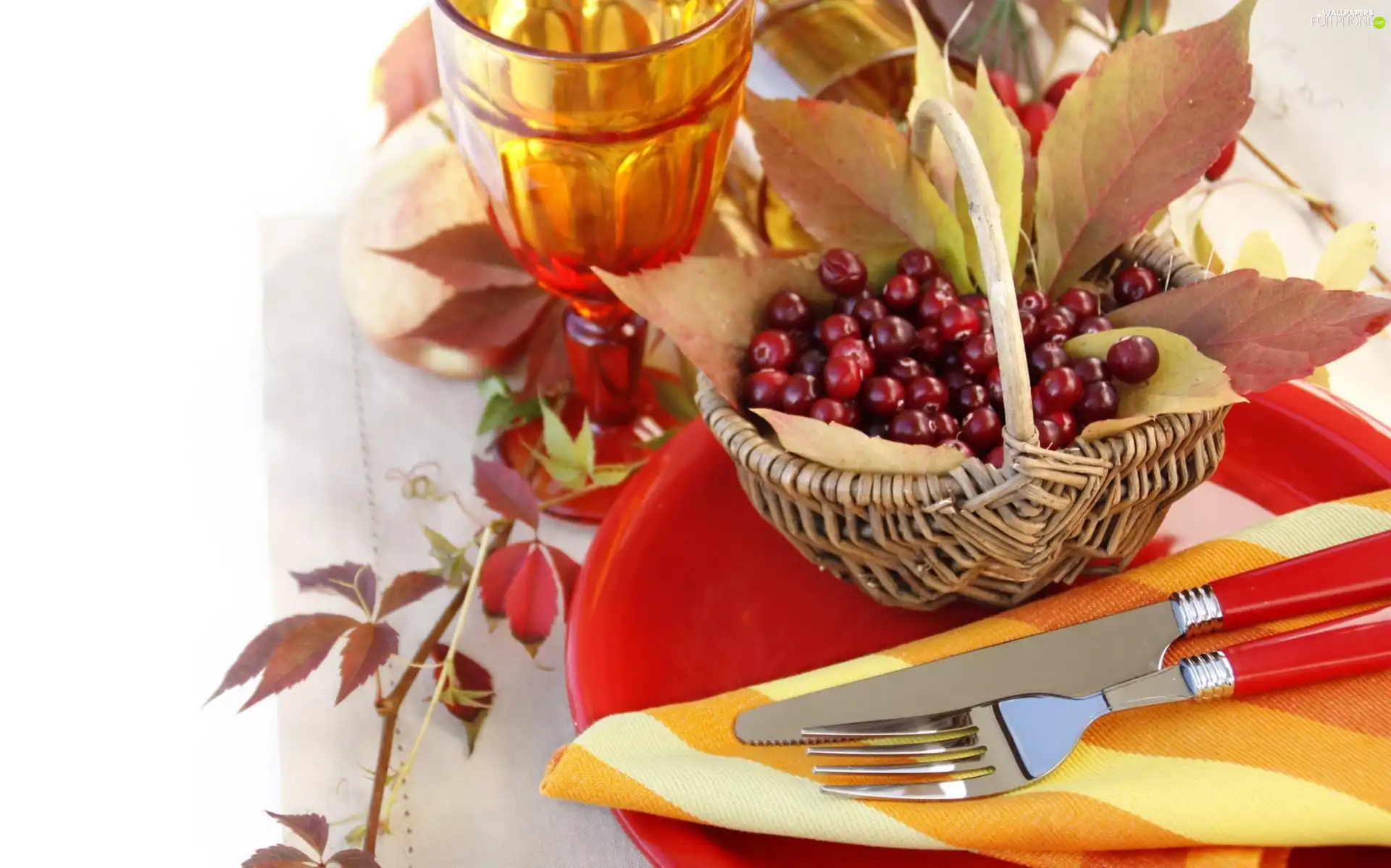 cranberry, service, table, Leaf