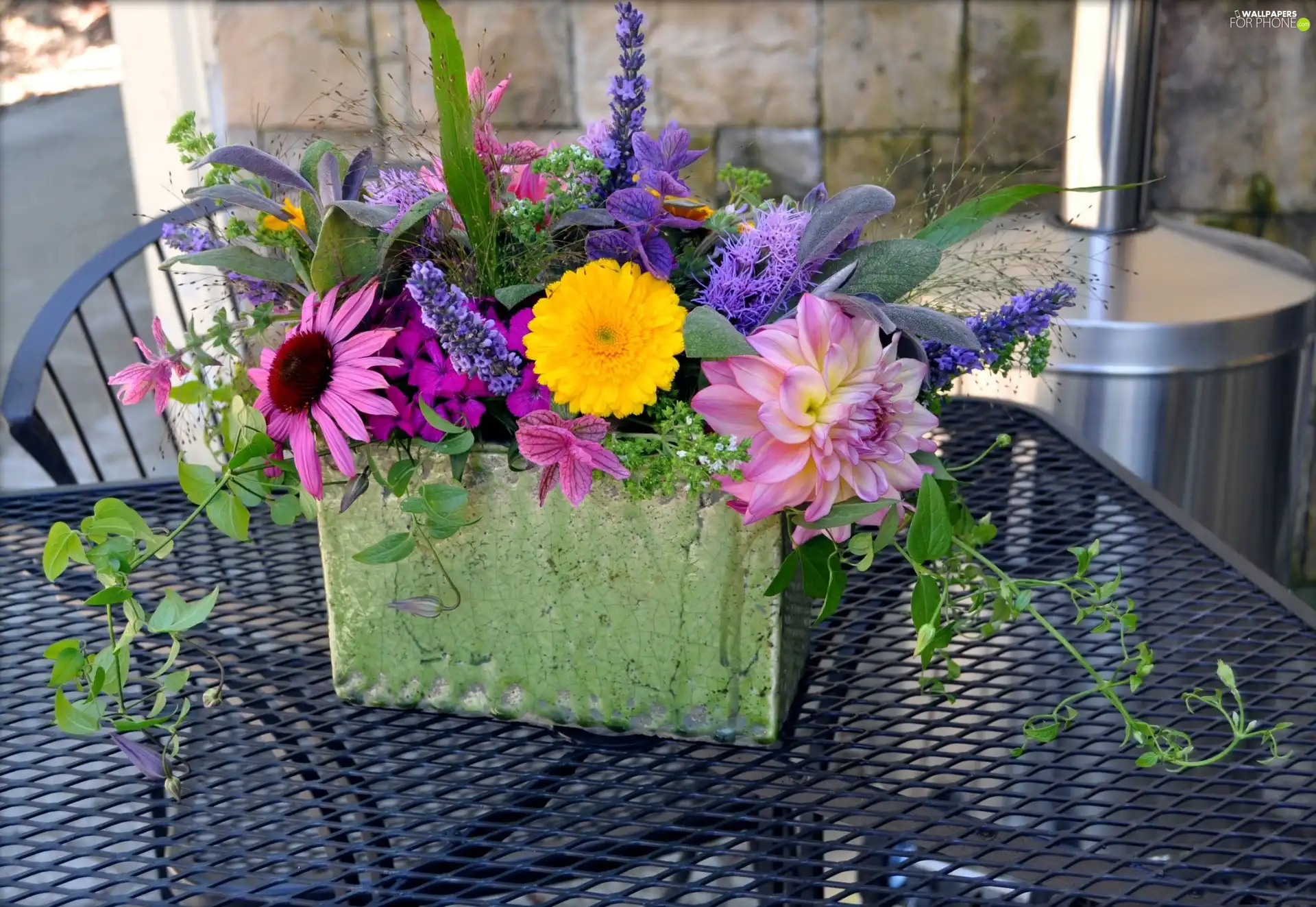 table, bouquet, flowers