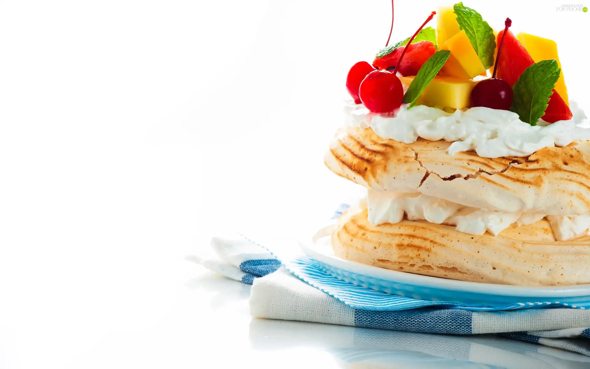 dessert, Fruits, tablecloth, cream